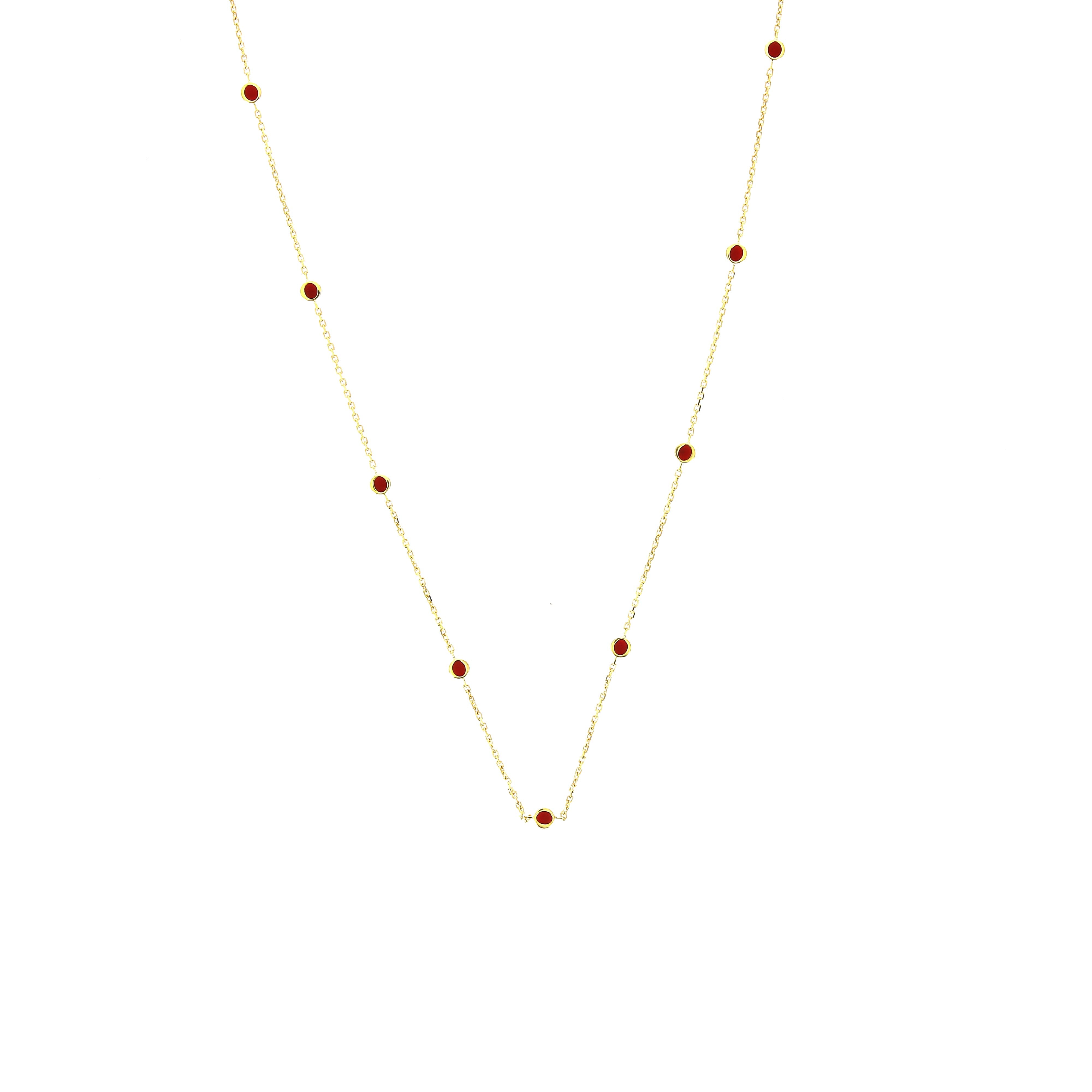 Emaillierte Ziele-Halskette mit rotem Diamant