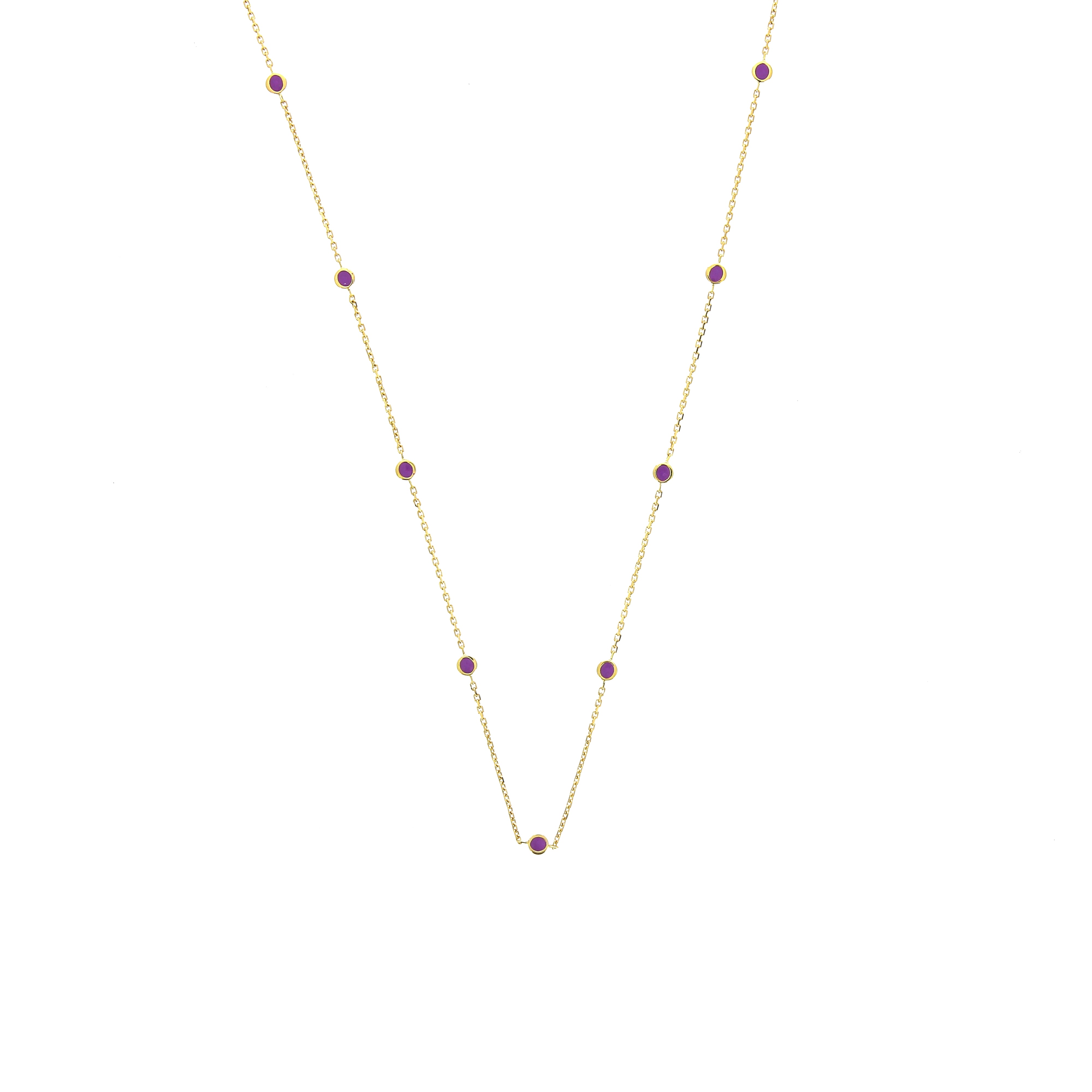 Emaillierte Ziele-Halskette mit lila Diamanten