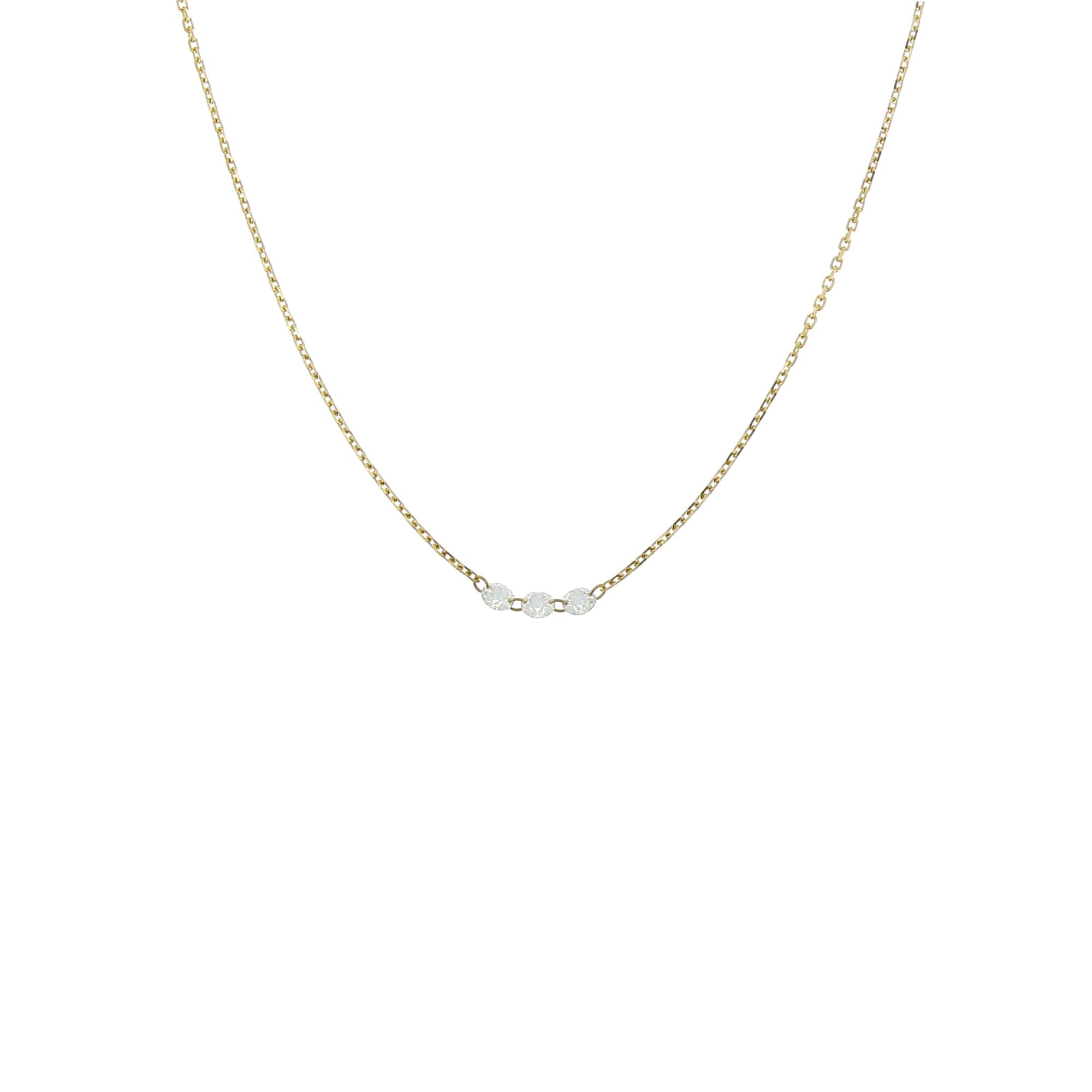 3mm Yellow Gold Diamond Encrusted Necklace 