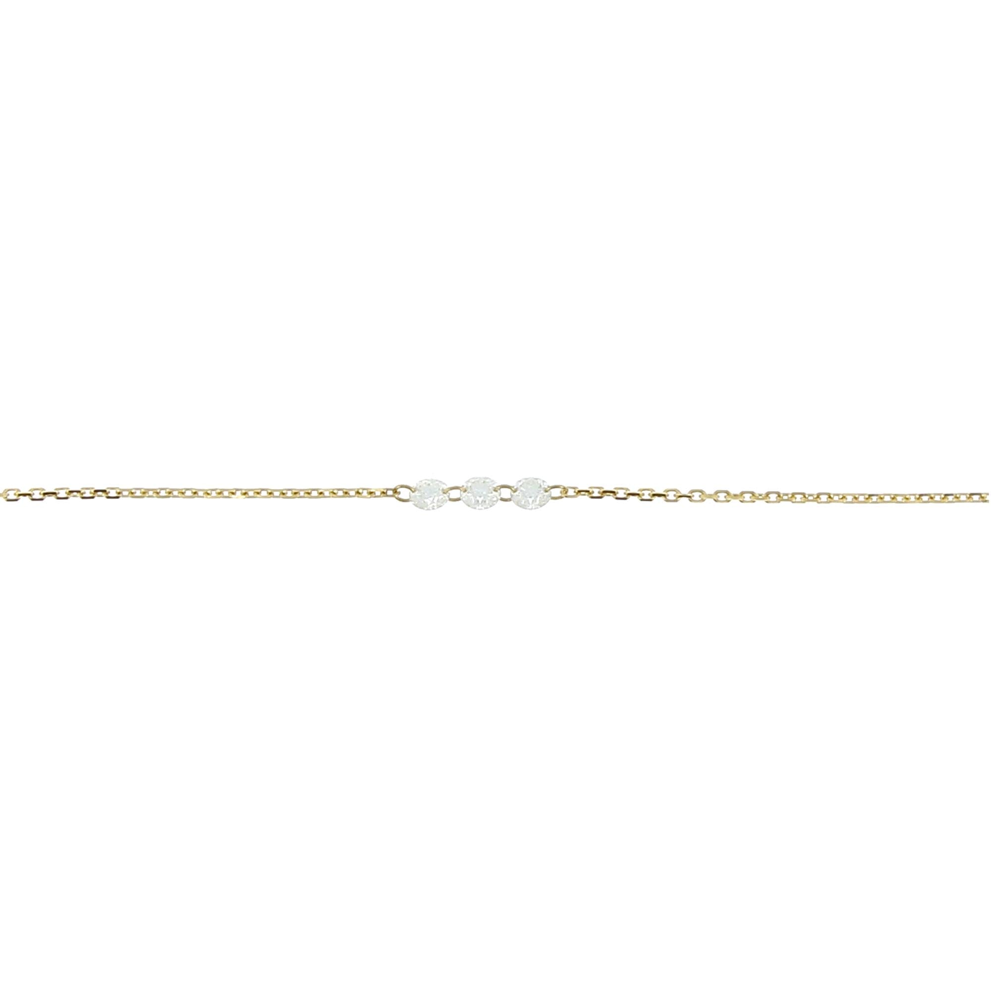 3mm Yellow Gold Diamond Encrusted Necklace 