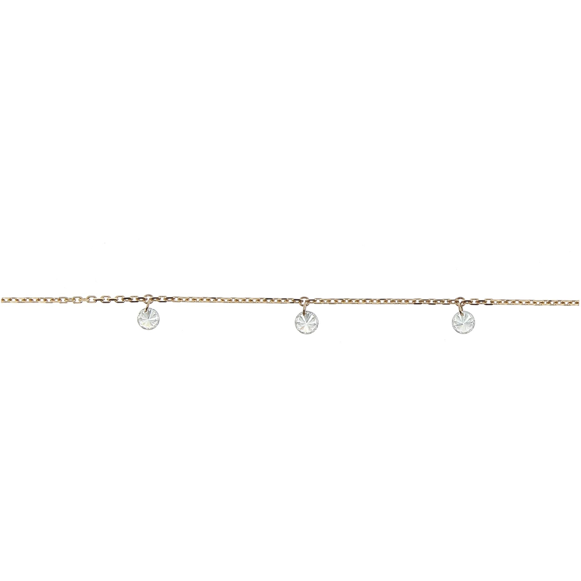 Collier diamants pendants 3.5mm or rose