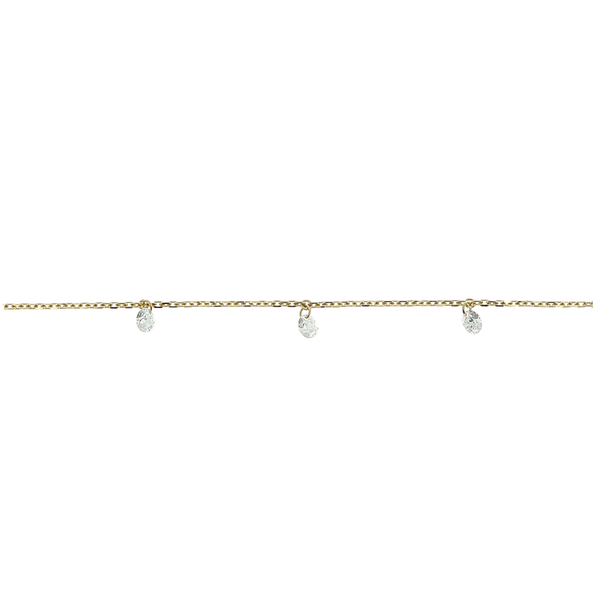 Anhänger-Diamant-Halskette, 3 mm Gelbgold