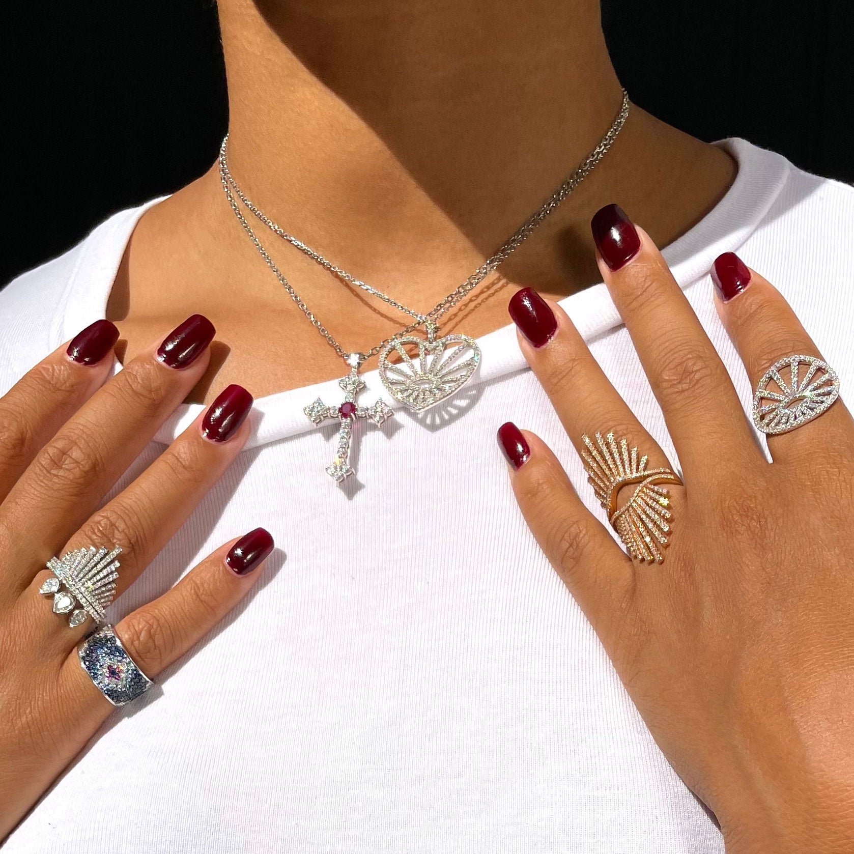 White Gold and Diamonds Santorini Necklace 