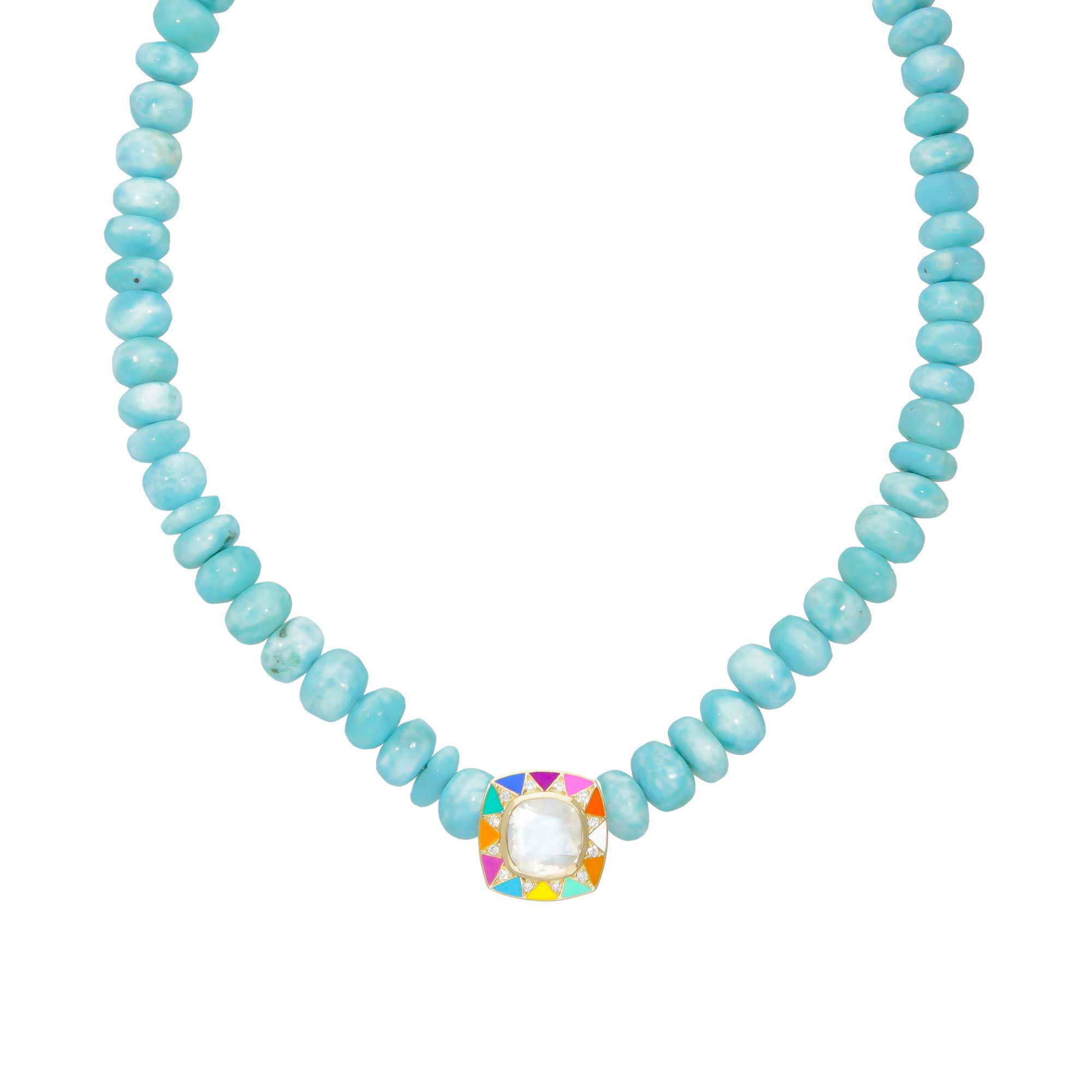 Larimar Moonstone and Diamonds Stella Necklace