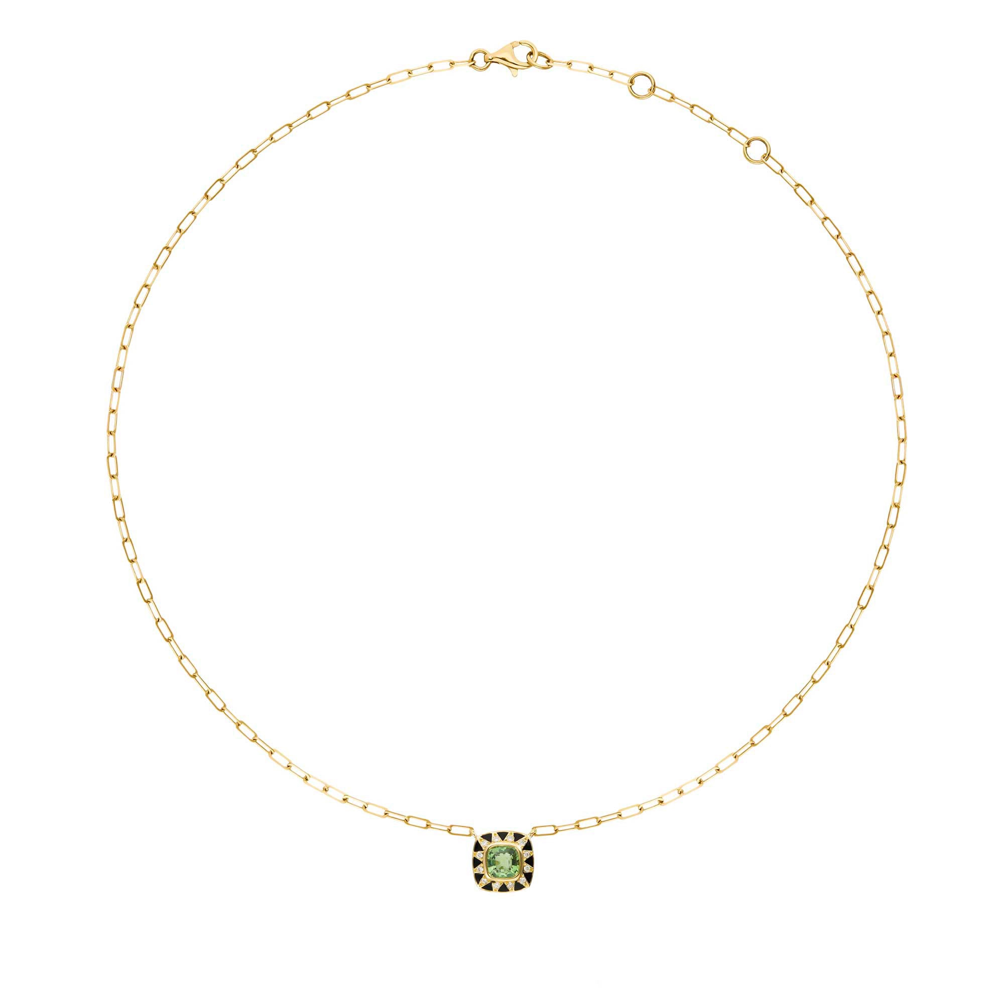 Stella-Halskette mit grünem Saphir und Diamant
