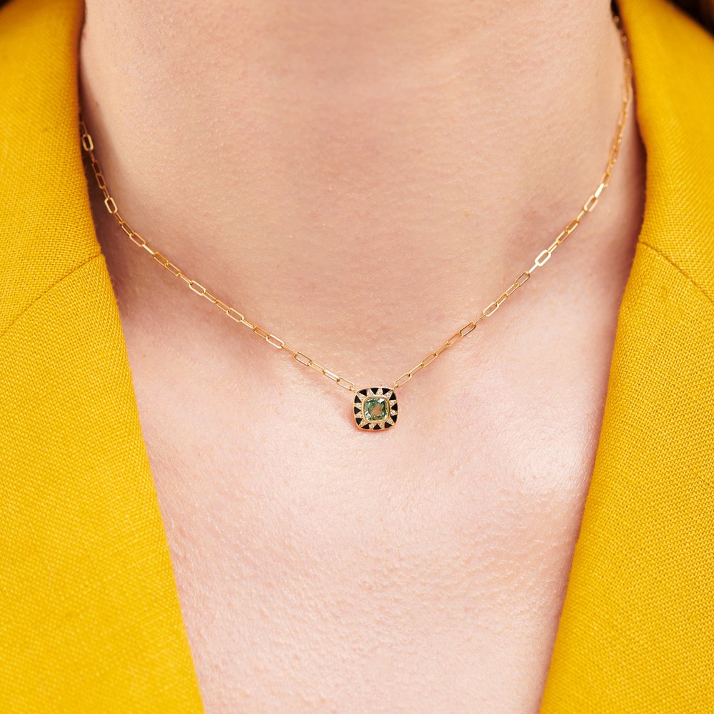 Green Sapphire and Diamonds Stella Necklace