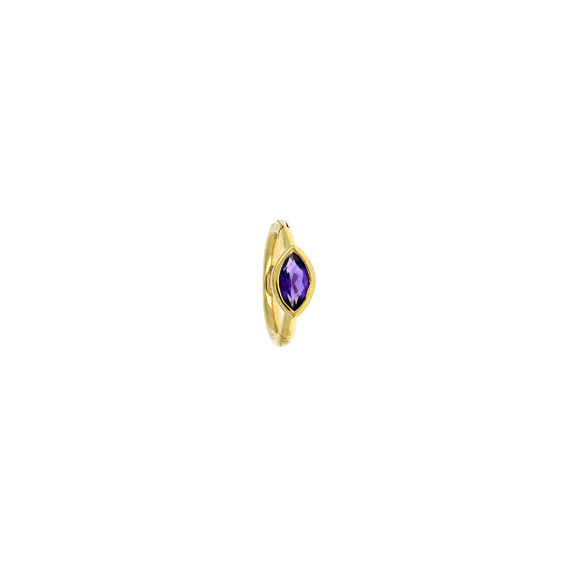 6.5mm Marquise Amethyst 3x2mm Yellow Gold Hoop