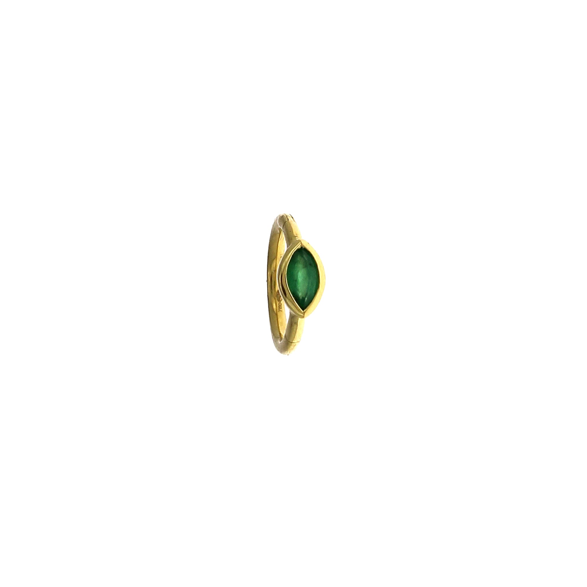 6.5mm Marquise Emerald 3x2mm Yellow Gold Hoop