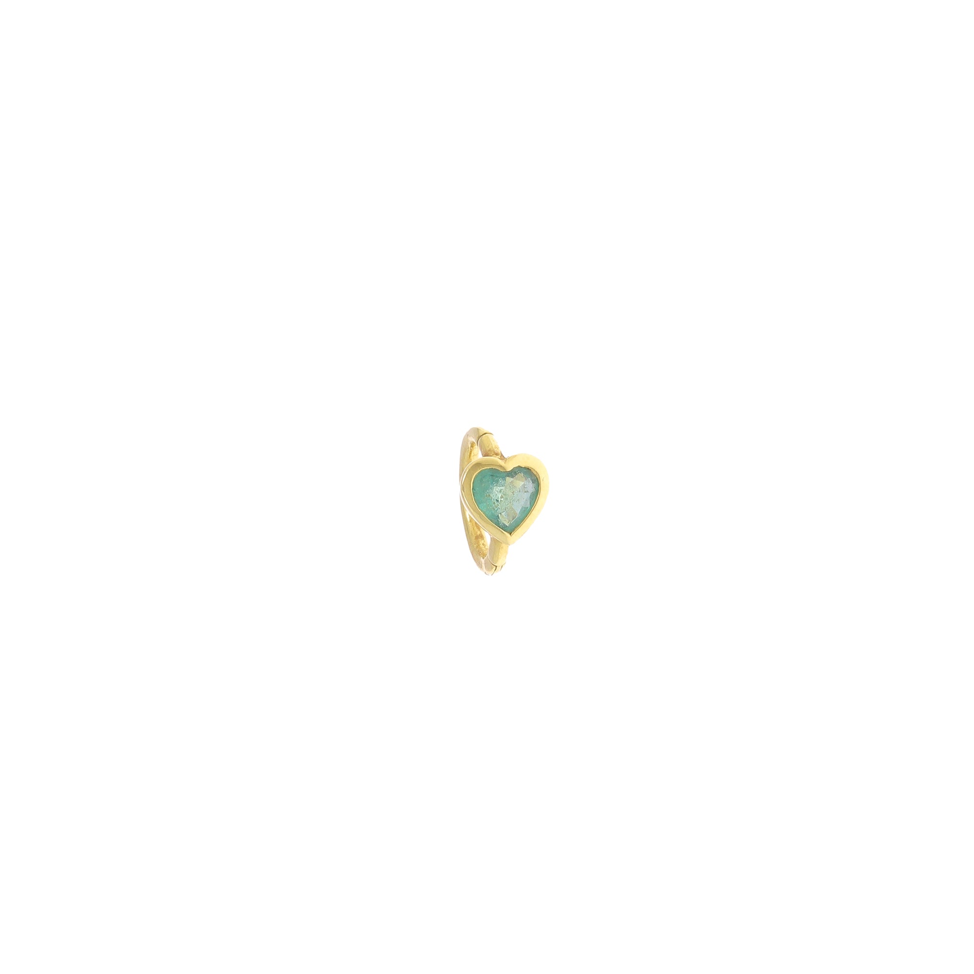 Creole 6.5mm Yellow Gold Emerald Heart