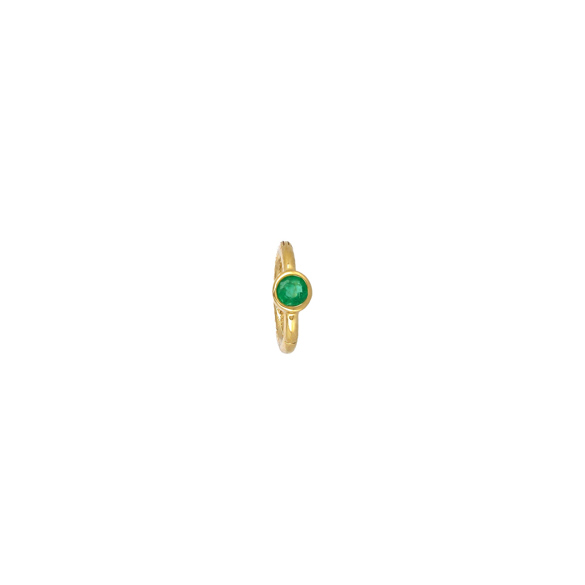 6.5mm Yellow Gold Emerald 2.5mm Hoop