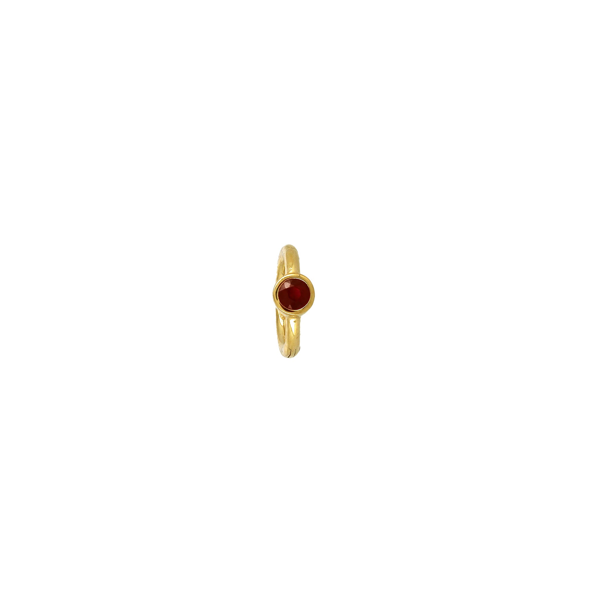 6.5mm Yellow Gold Ruby 2.5mm Hoop