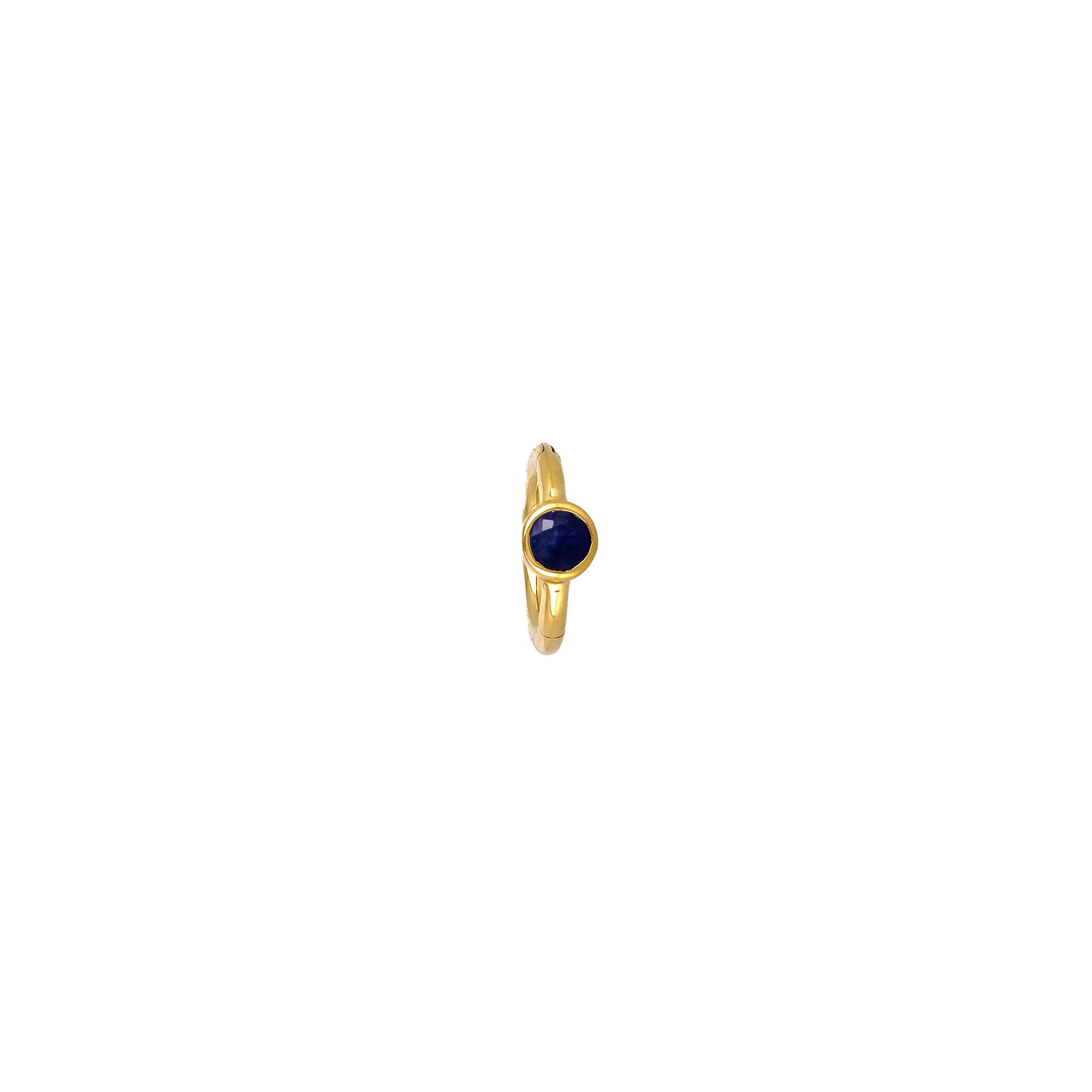 6.5mm Yellow Gold Blue Sapphire 2.5mm Hoop