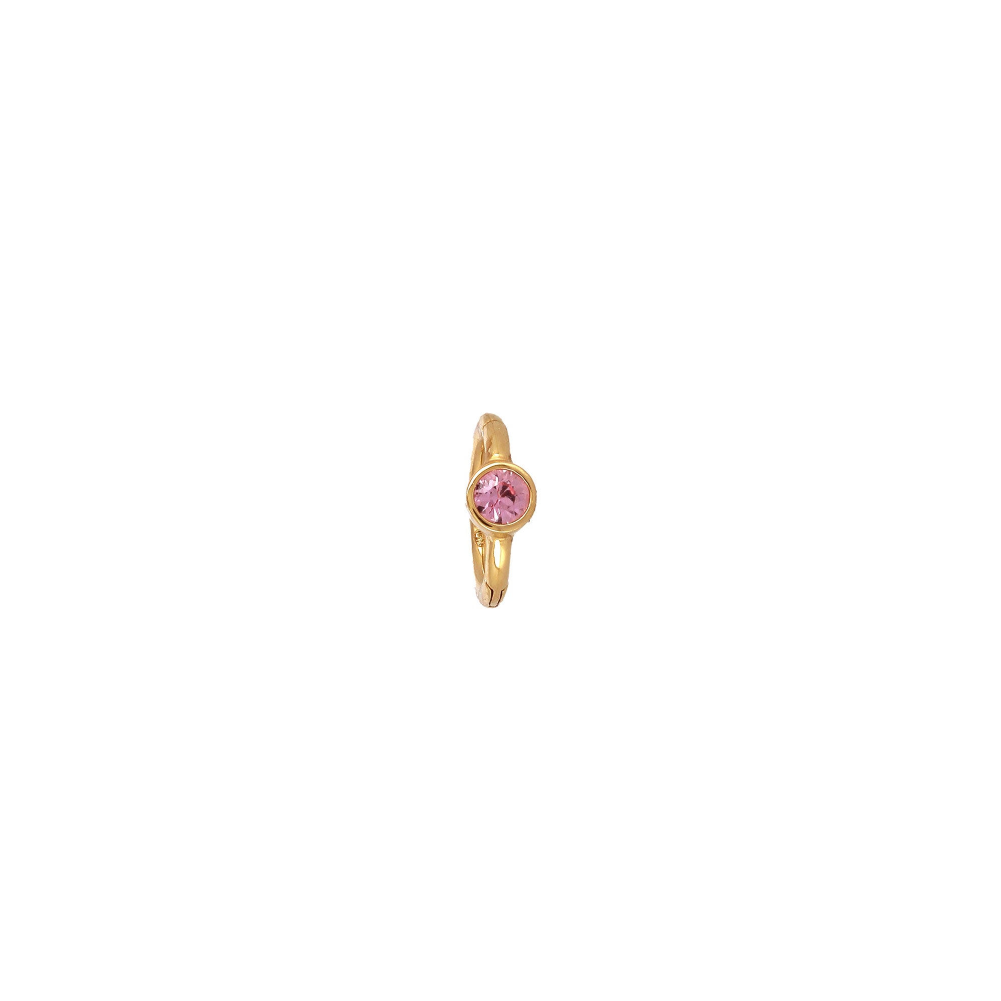 6.5mm Yellow Gold Pink Sapphire 2.5mm Hoop