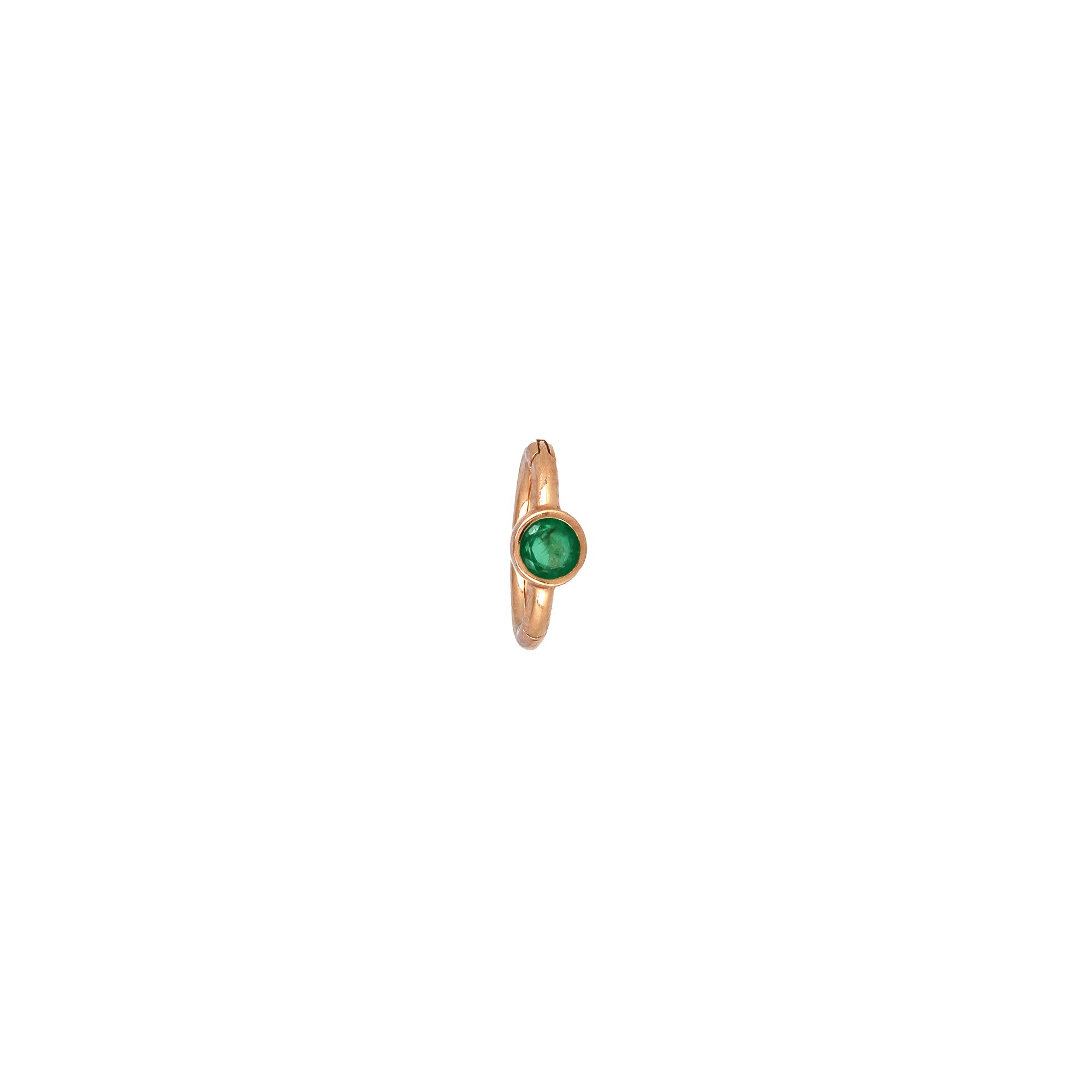 6.5mm Rose Gold Emerald 2.5mm Hoop