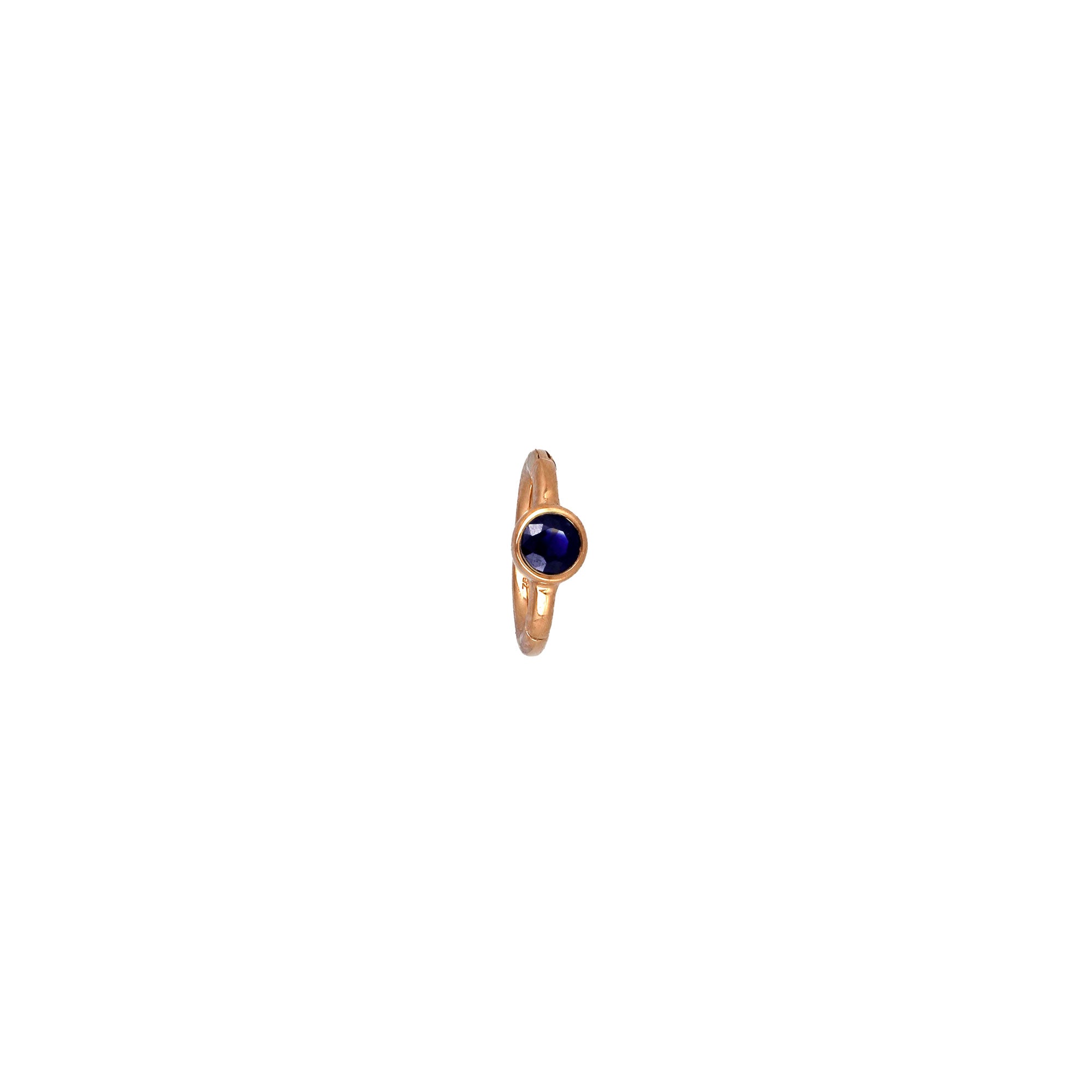 6.5mm Rose Gold Blue Sapphire 2.5mm Hoop