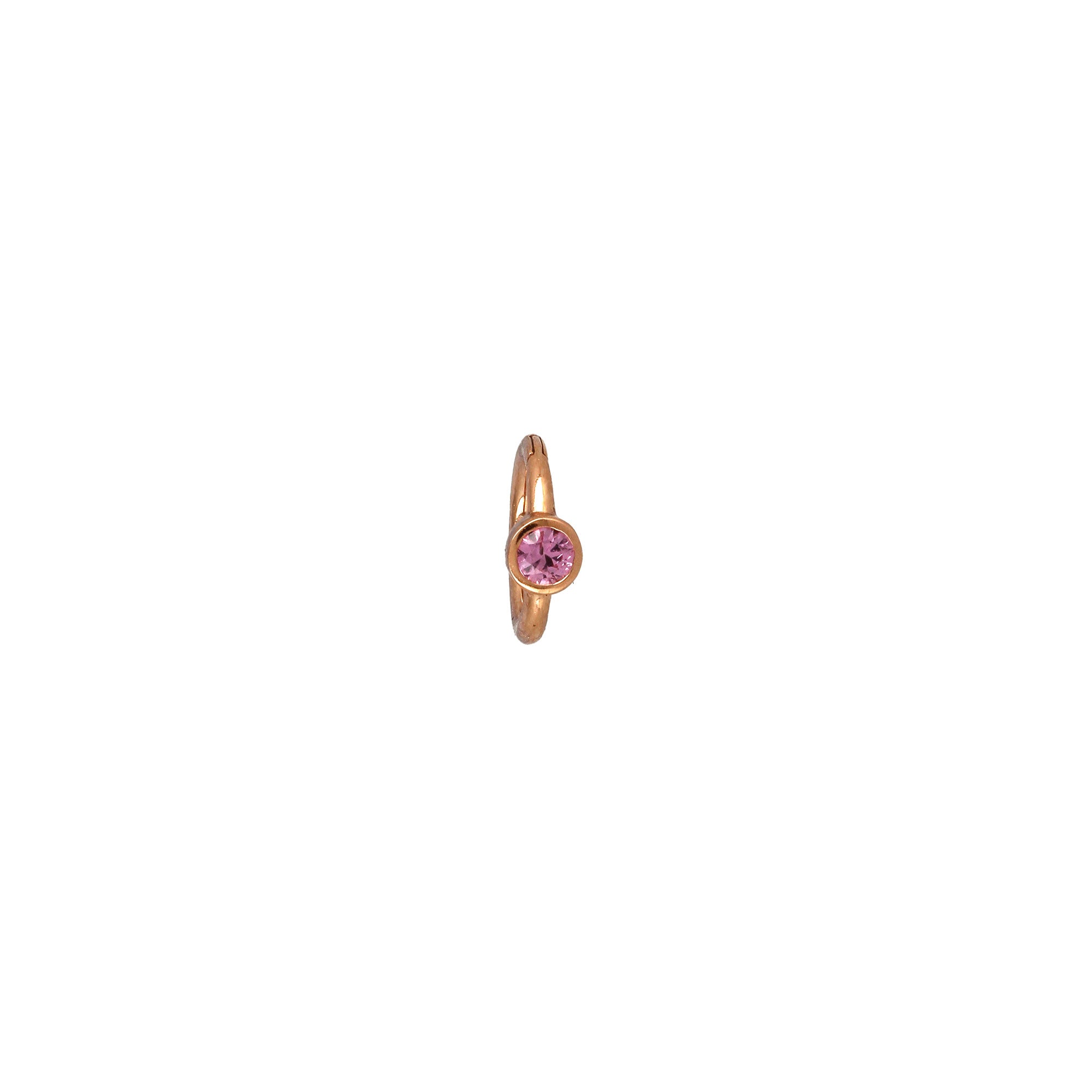 6.5mm Rose Gold Pink Sapphire 2.5mm Hoop