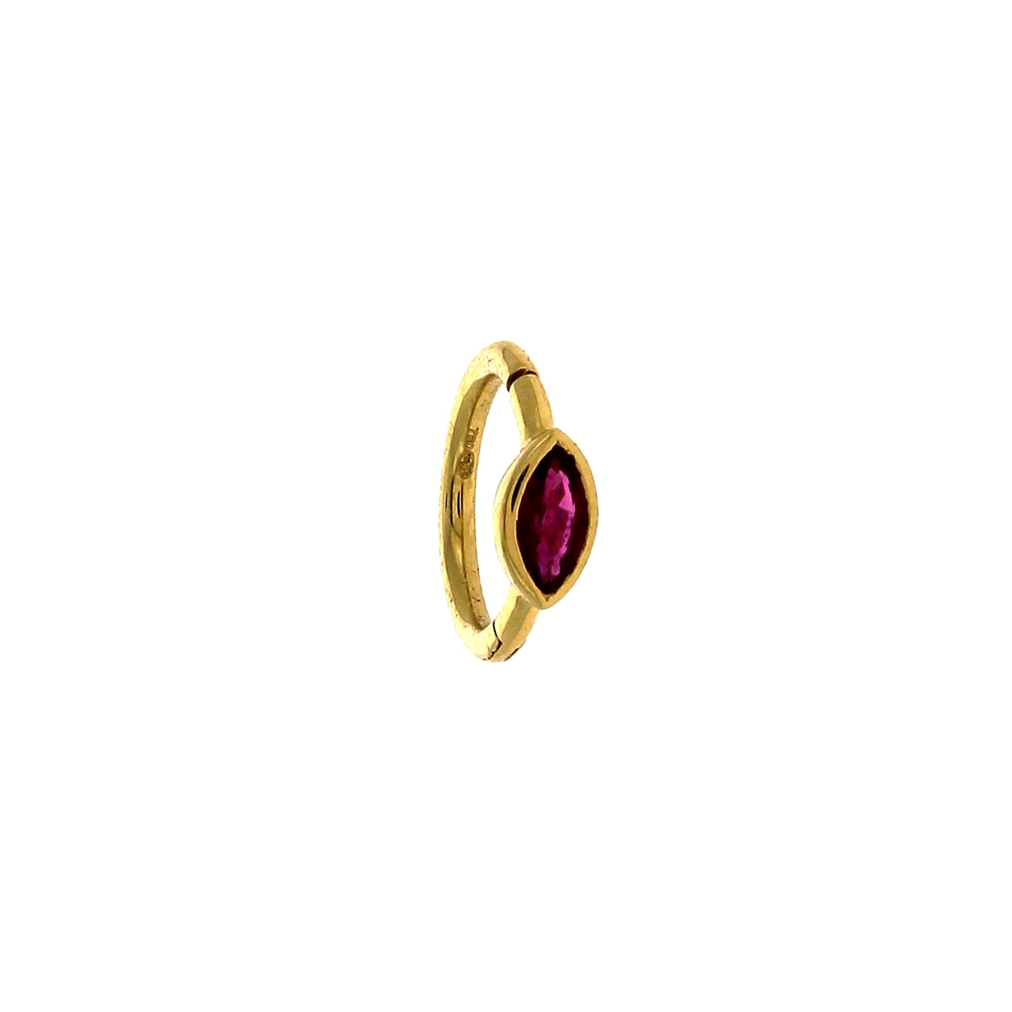6.5mm Ruby Marquise 3x2mm Yellow Gold Hoop