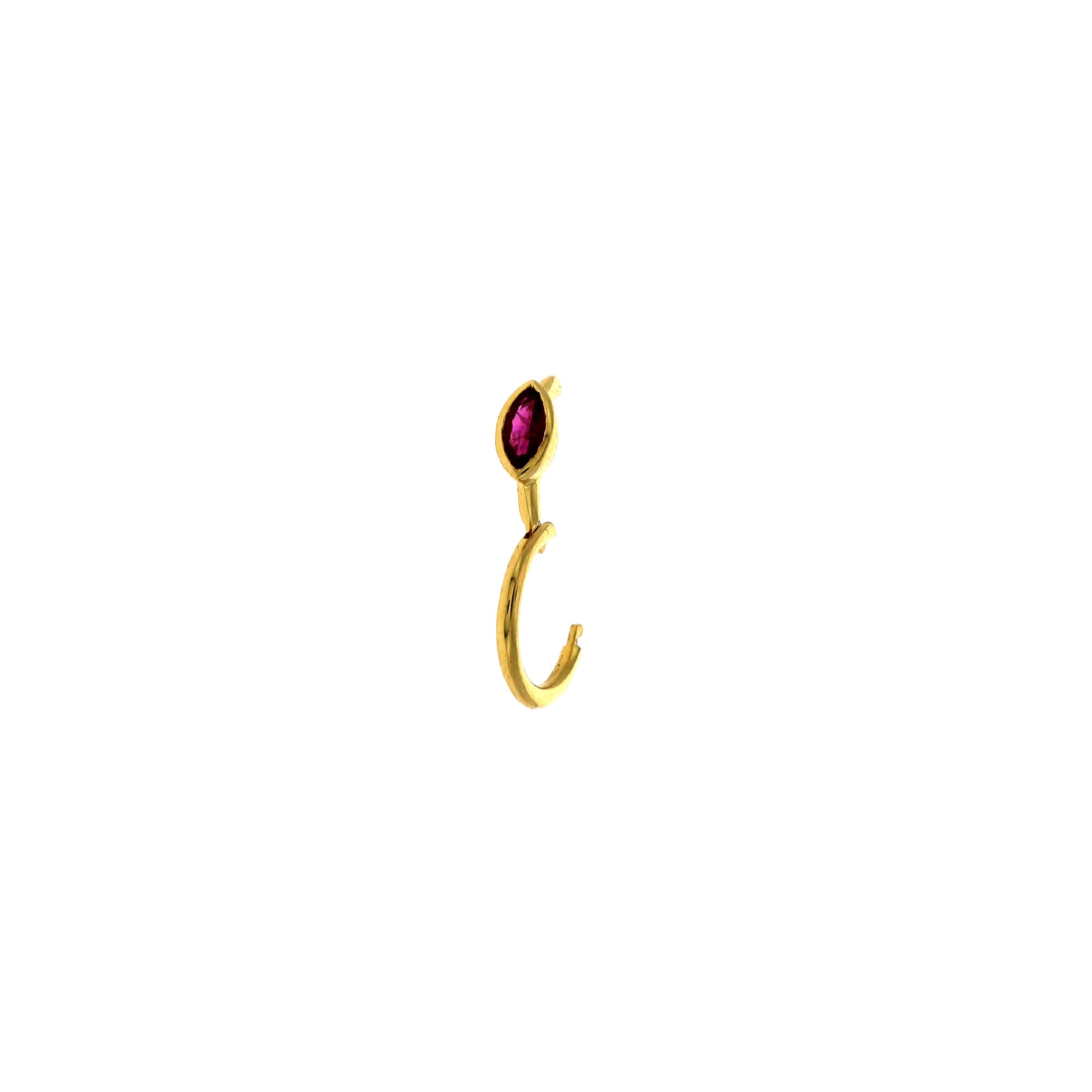 6.5mm Ruby Marquise 3x2mm Yellow Gold Hoop