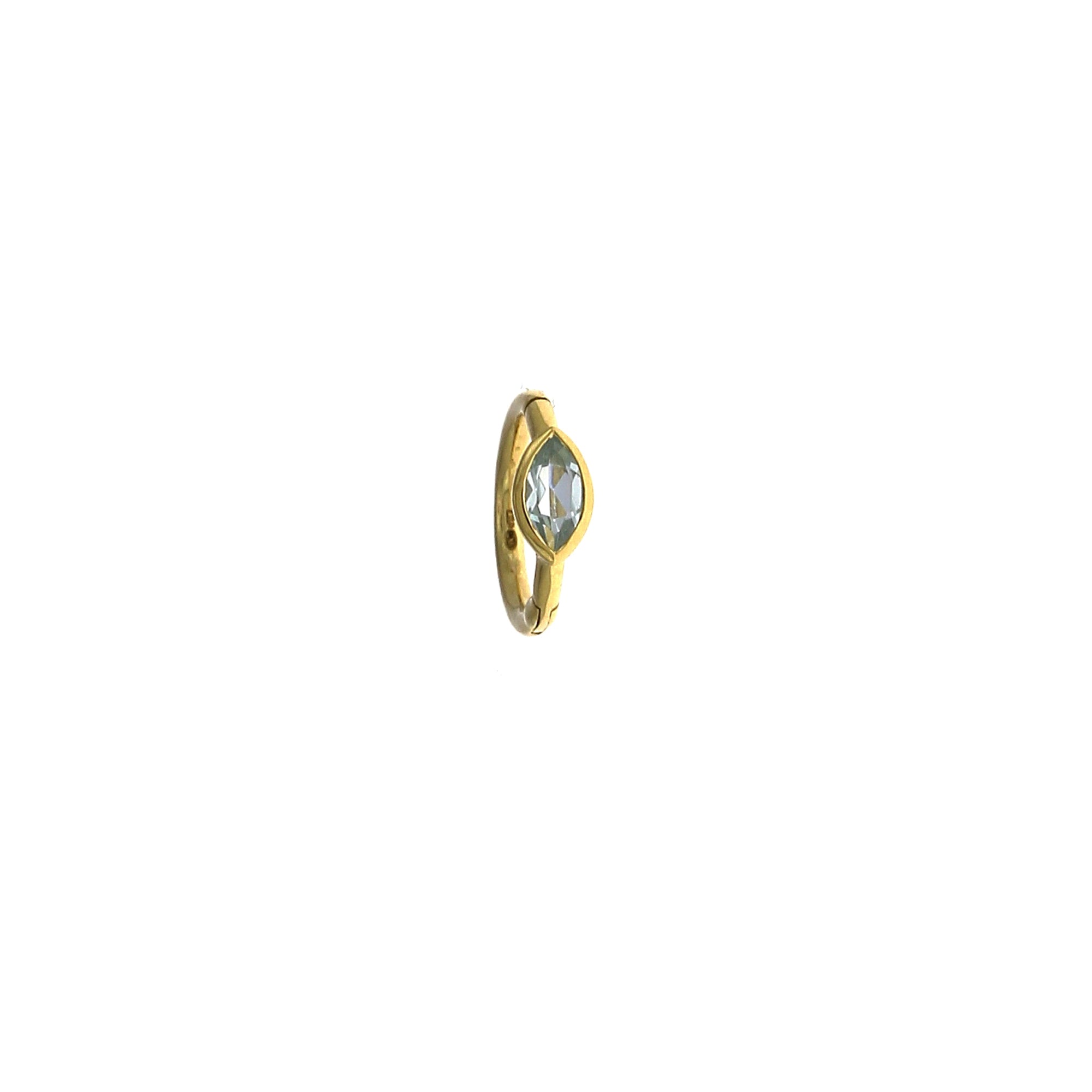 6.5mm Marquise Blue Topaz 3x2mm Yellow Gold Hoop