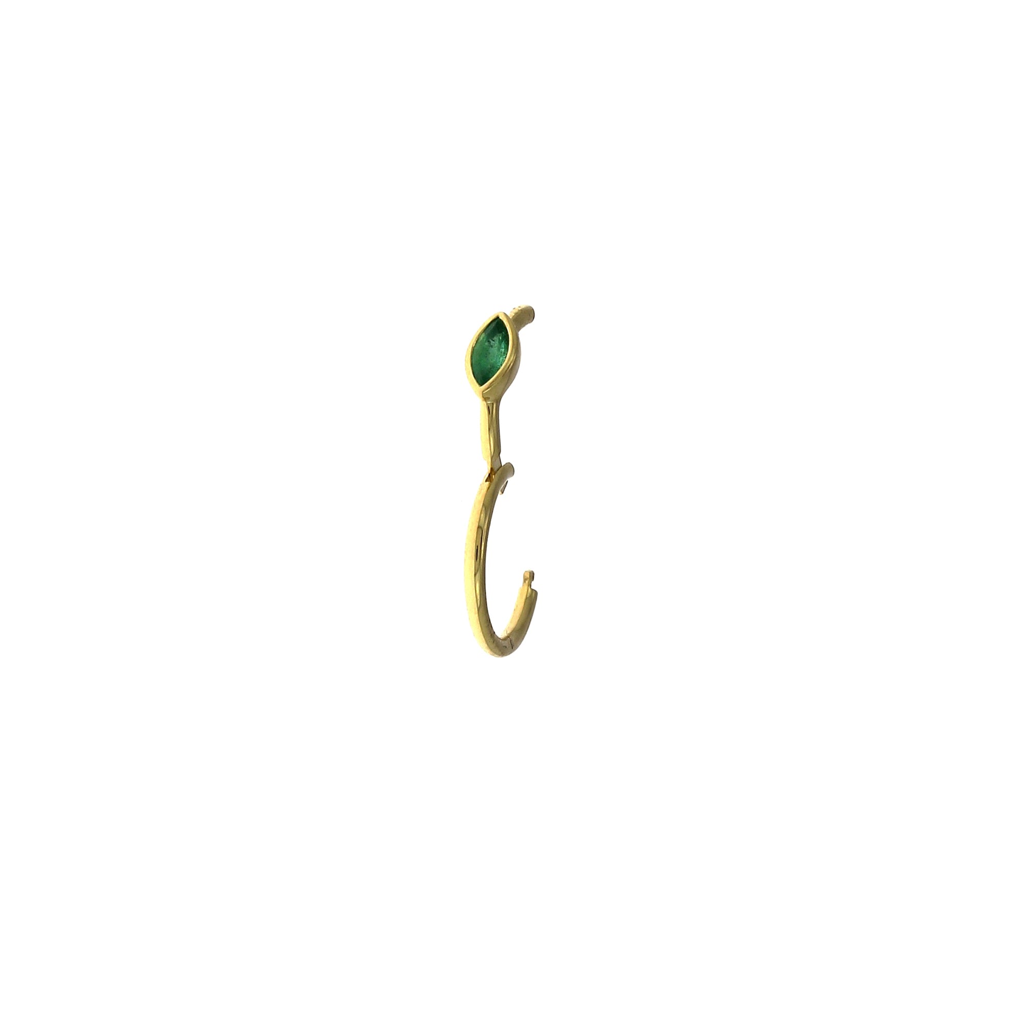8mm Marquise Emerald 3x2mm Yellow Gold Hoop