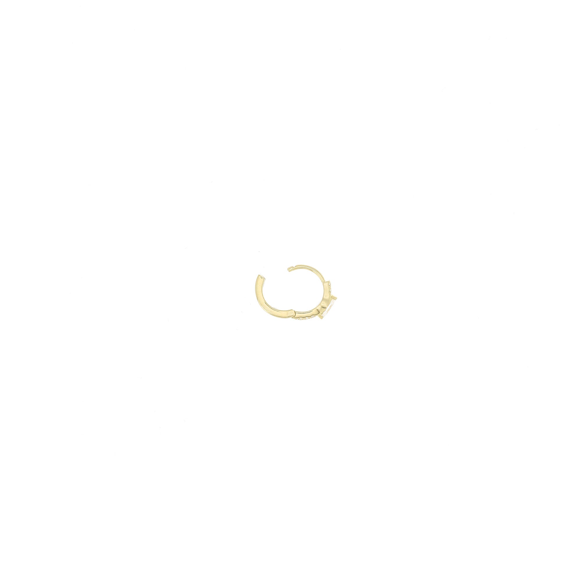 8mm Marquise 4.5mm Half Paved Yellow Gold Hoop