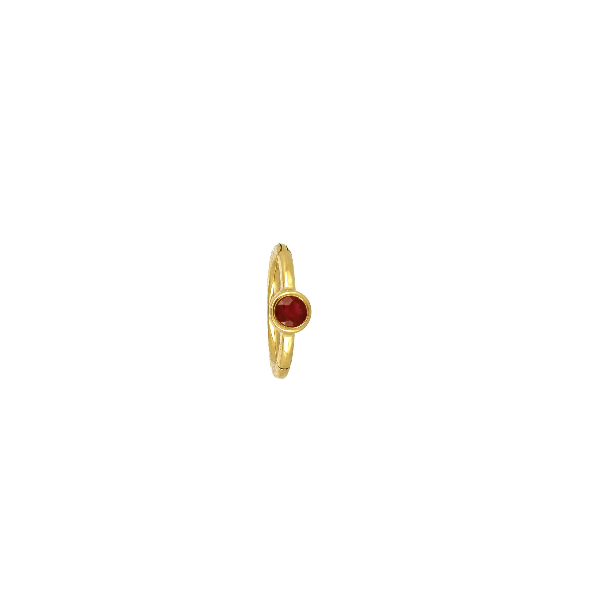 8mm Yellow Gold Ruby 2.5mm Hoop