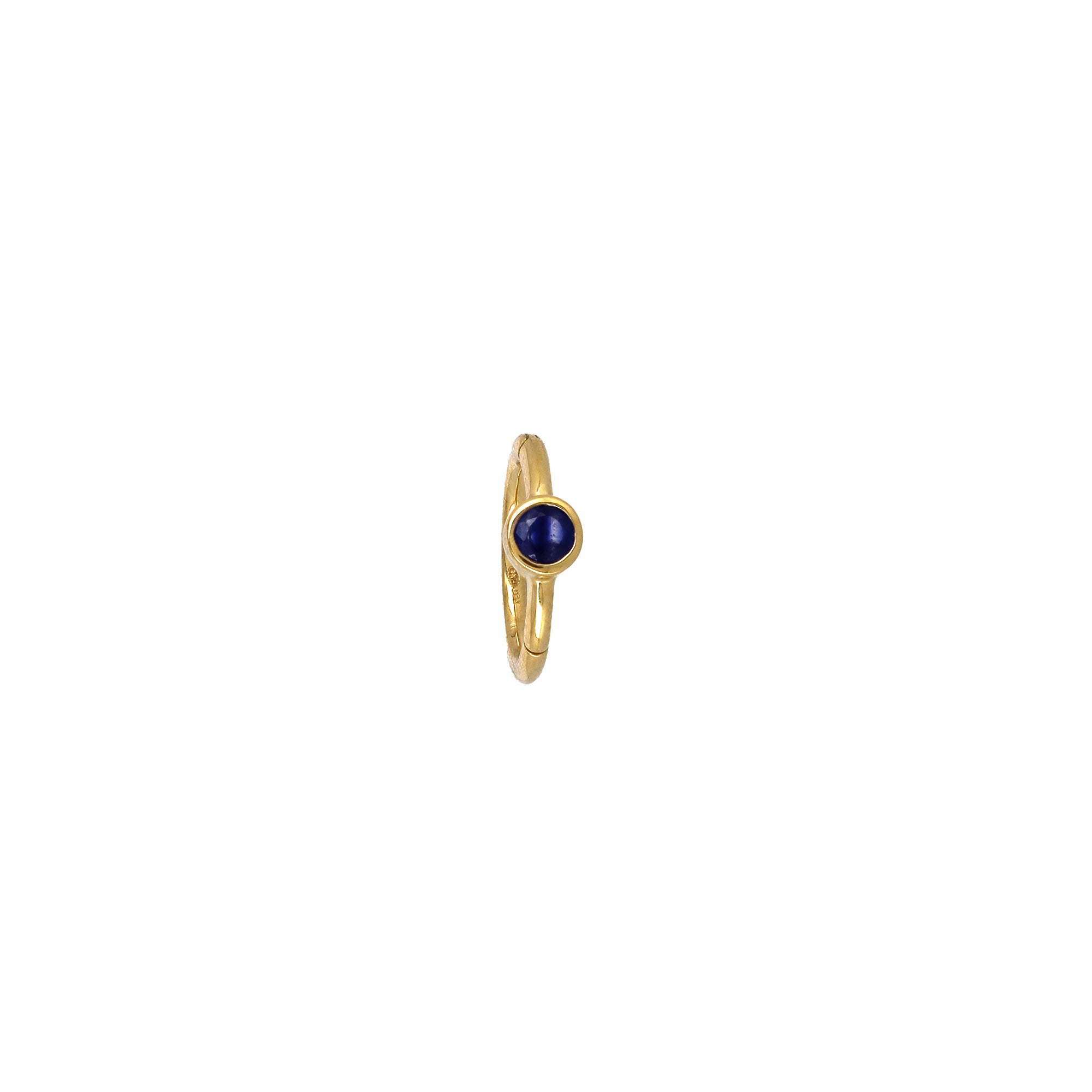 Kreolisch, 8 mm, Gelbgold, blauer Saphir, 2,5 mm