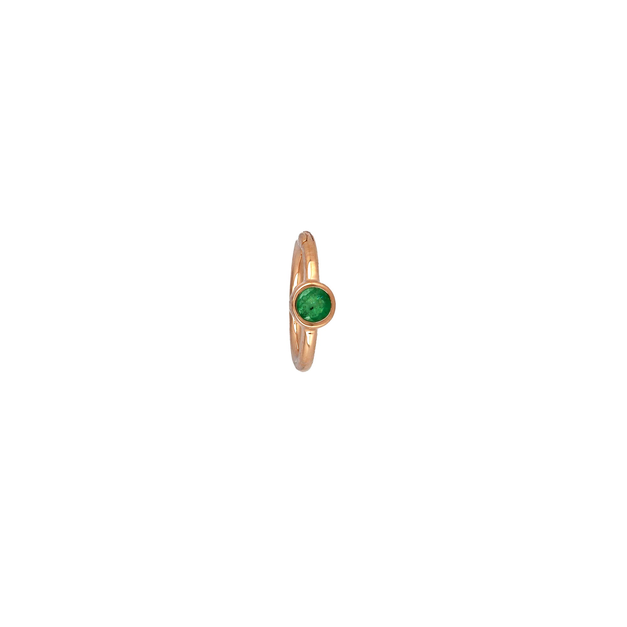 8mm Rose Gold Emerald 2.5mm Hoop