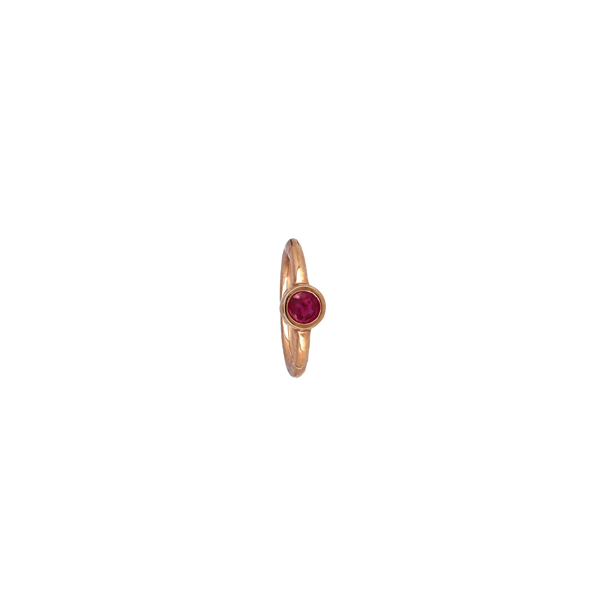 8mm Rose Gold Ruby ​​2.5mm Hoop