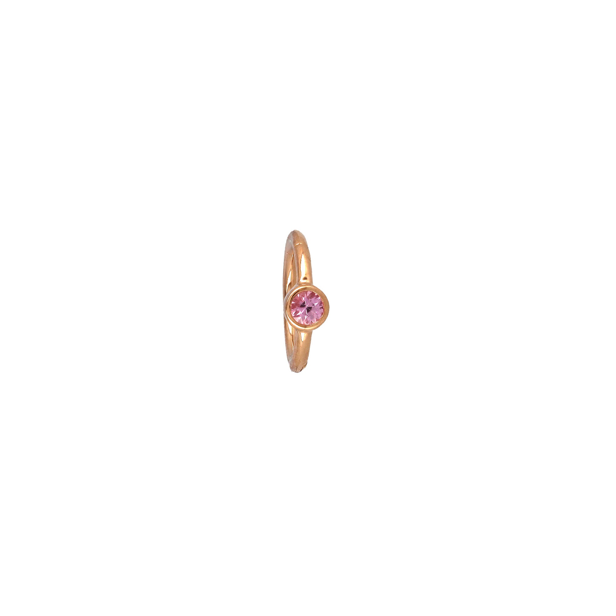 8mm Rose Gold Pink Sapphire 2.5mm Hoop