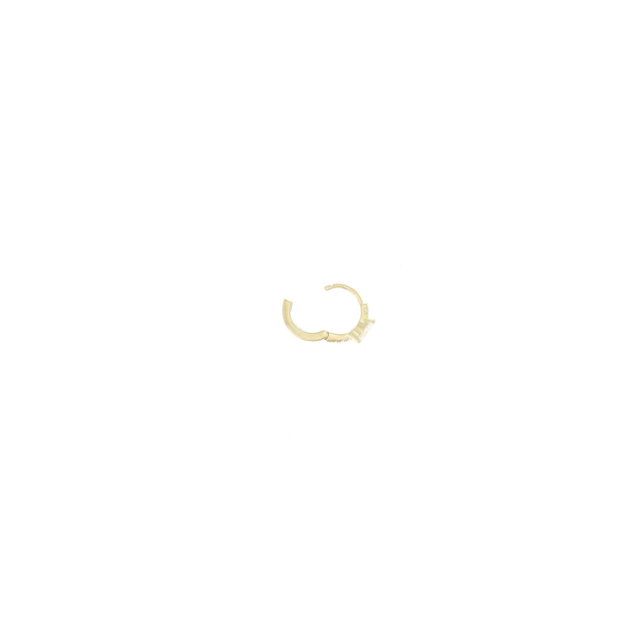 8mm Pear 4.5mm Half Paved Yellow Gold Hoop