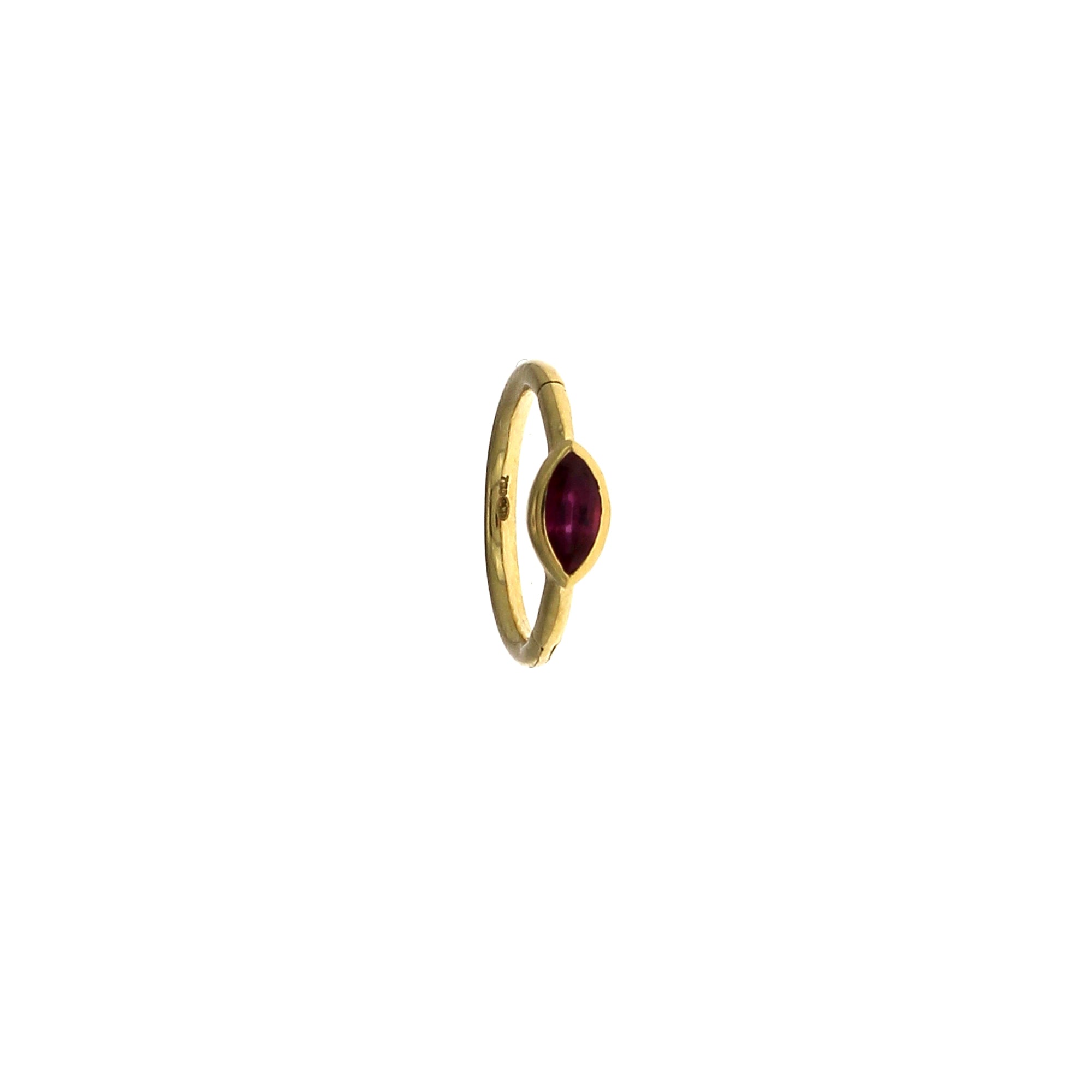 8mm Marquise Ruby 3x2mm Yellow Gold Hoop