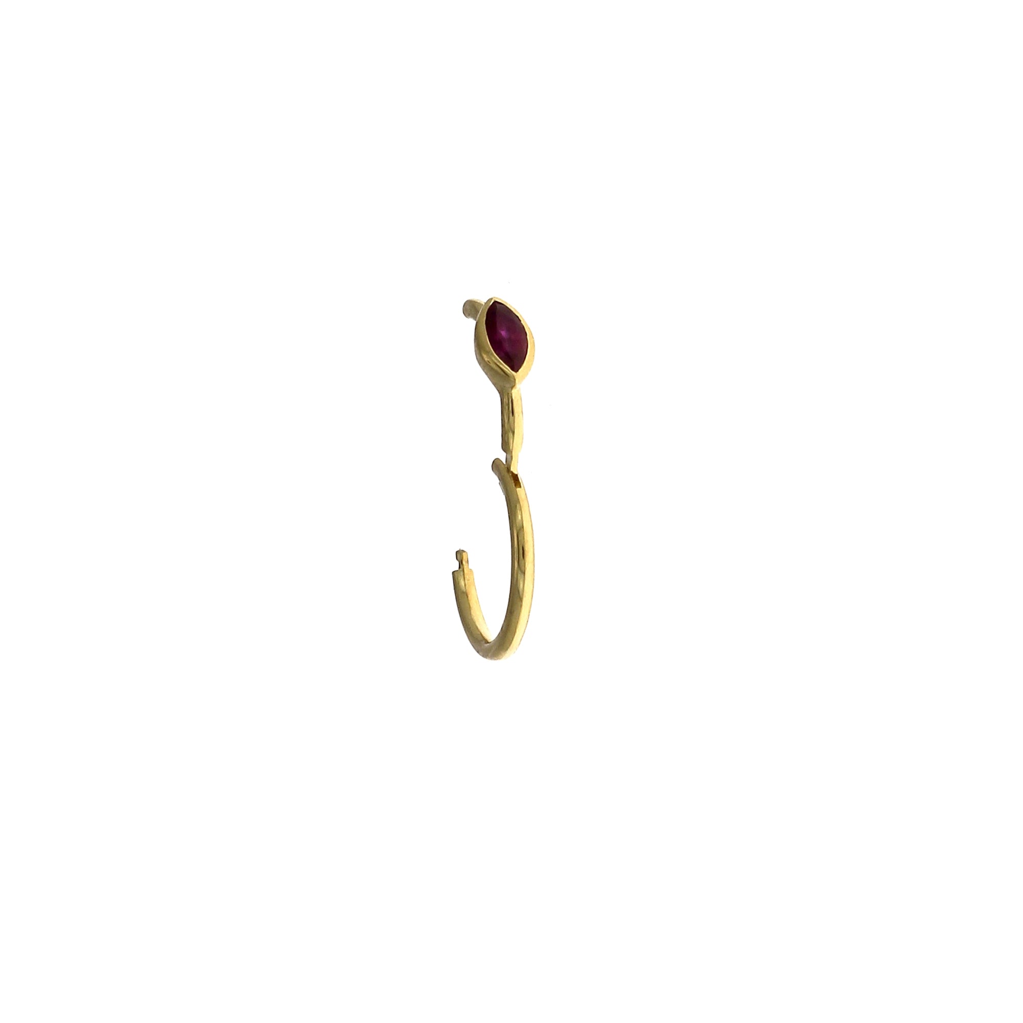 8mm Marquise Ruby 3x2mm Yellow Gold Hoop