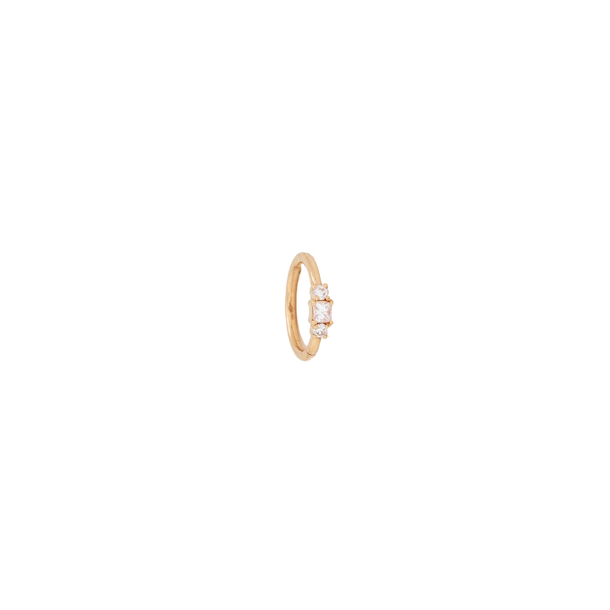 9.5mm Princess 2x2mm Rose Gold Diamonds Hoop