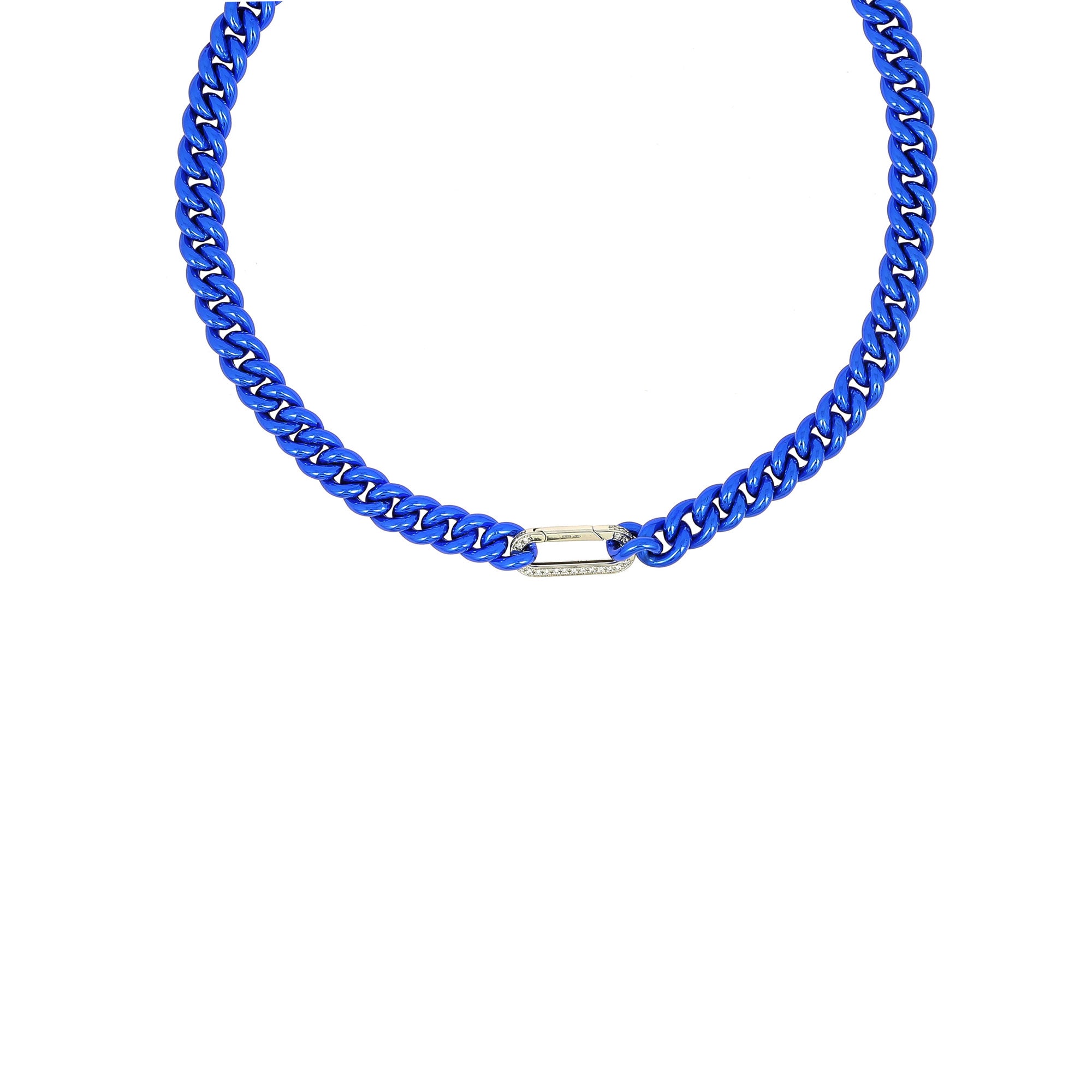 Cuban Electric Blue White Gold Necklace