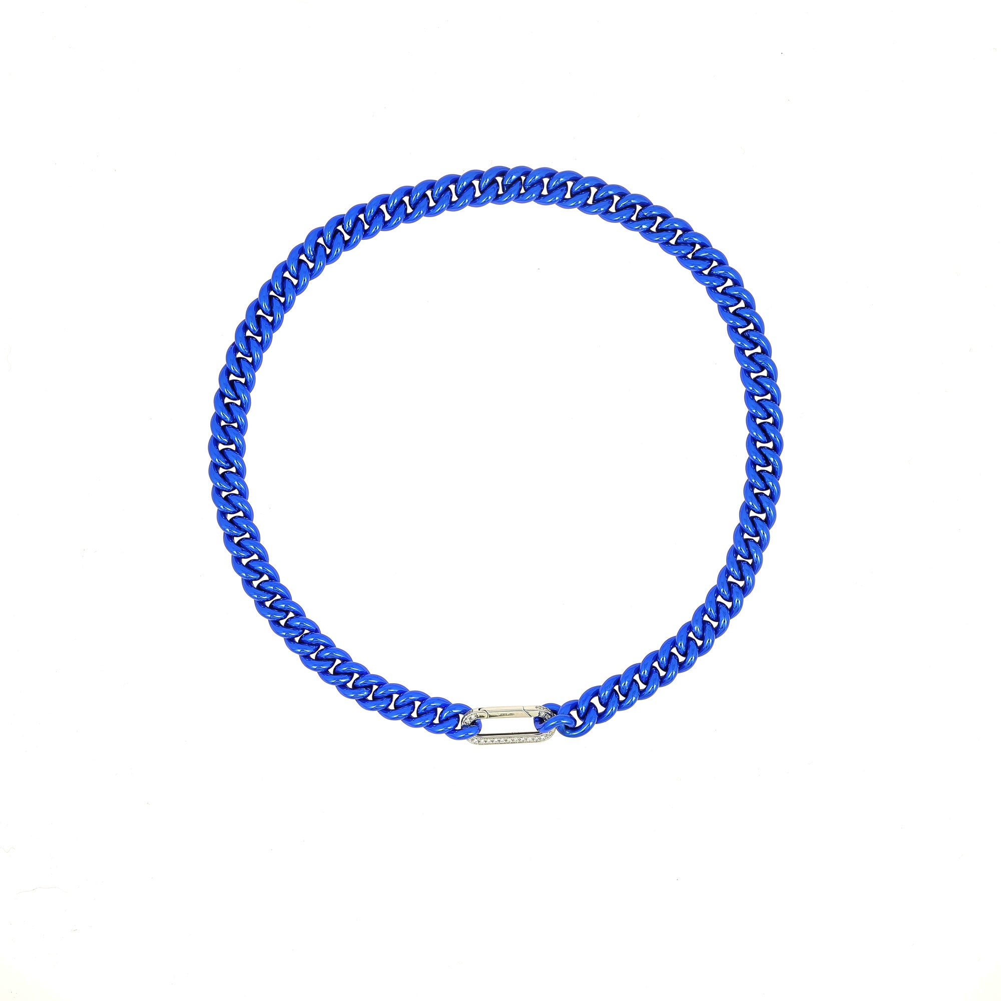 Cuban Electric Blue White Gold Necklace