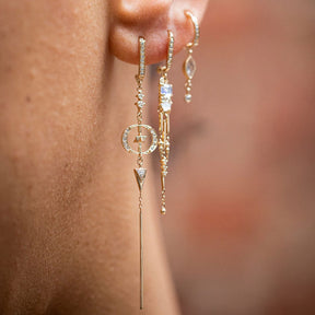 Boucle d'oreille Double Moon Merkaba Diamants