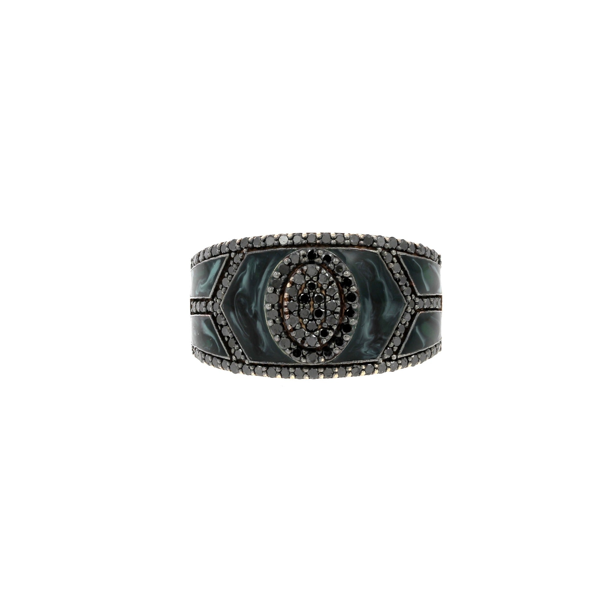 Fizzy Black and Green Shield Ring