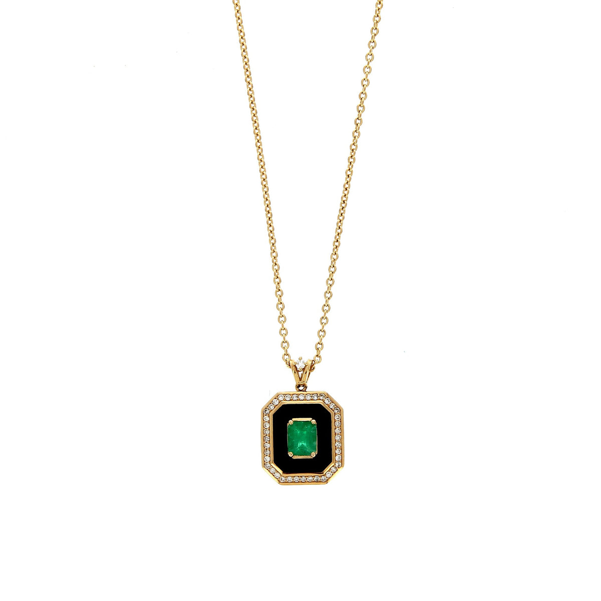 Collier Fizzy Black Classic avec Emeraude
