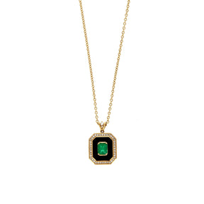 Collier Fizzy Black Classic avec Emeraude