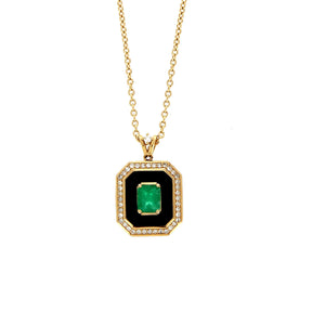 Collier Fizzy Black Classic avec Emeraude