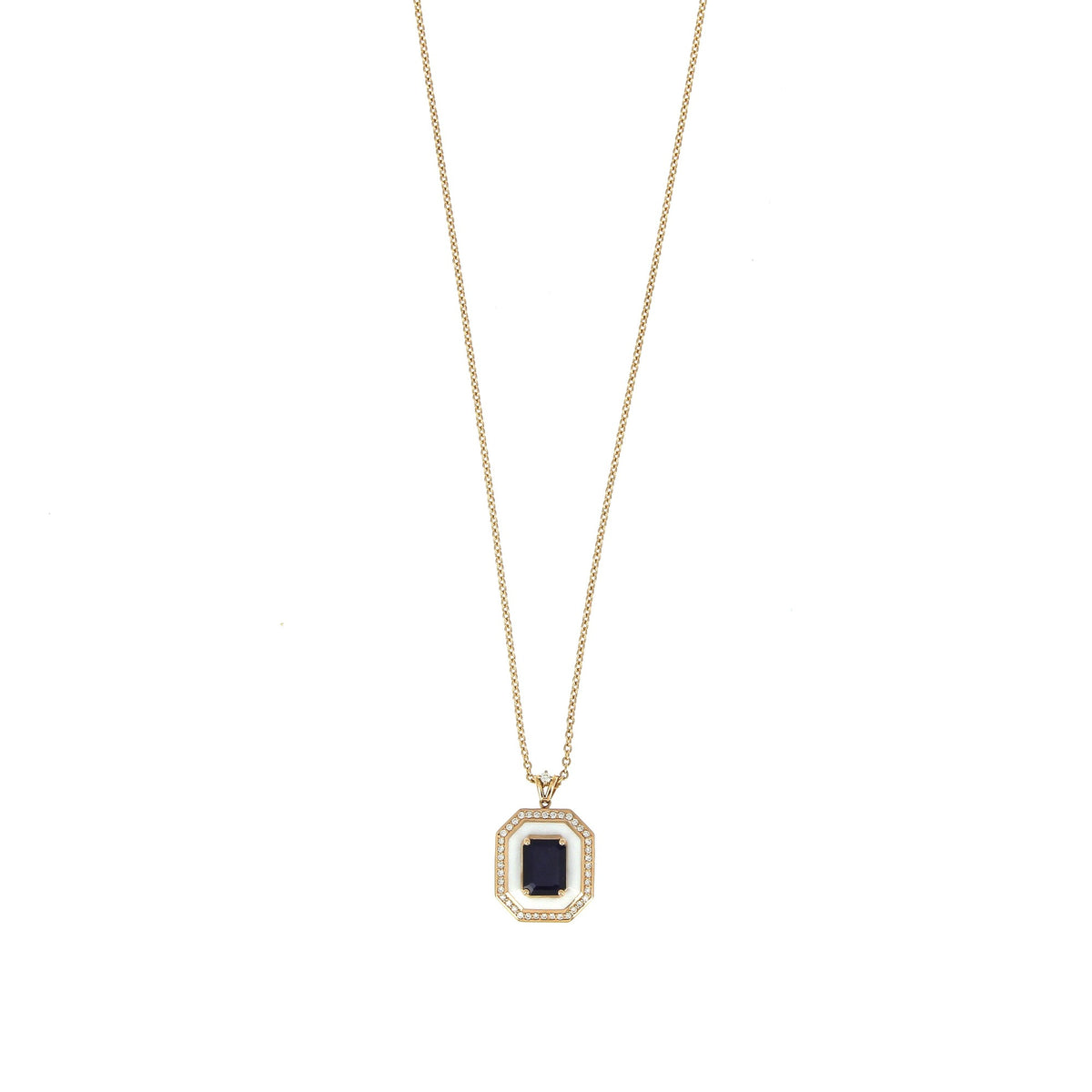 Collier Fizzy White Classic avec Saphir Bleu