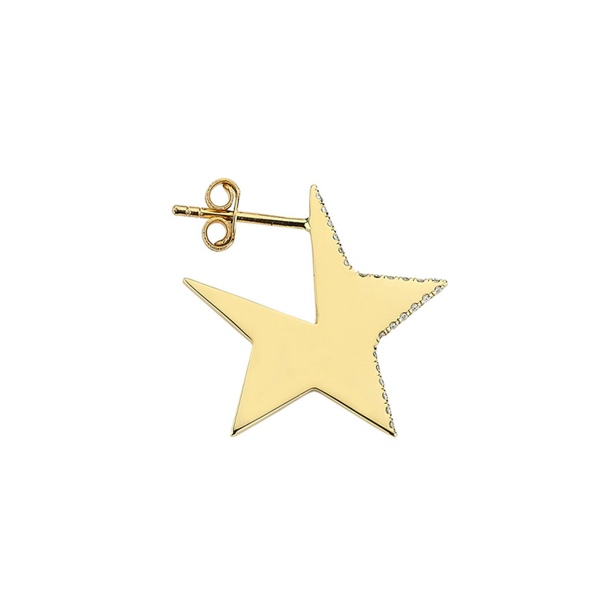 Flat Star Large Earring with Diamonds
