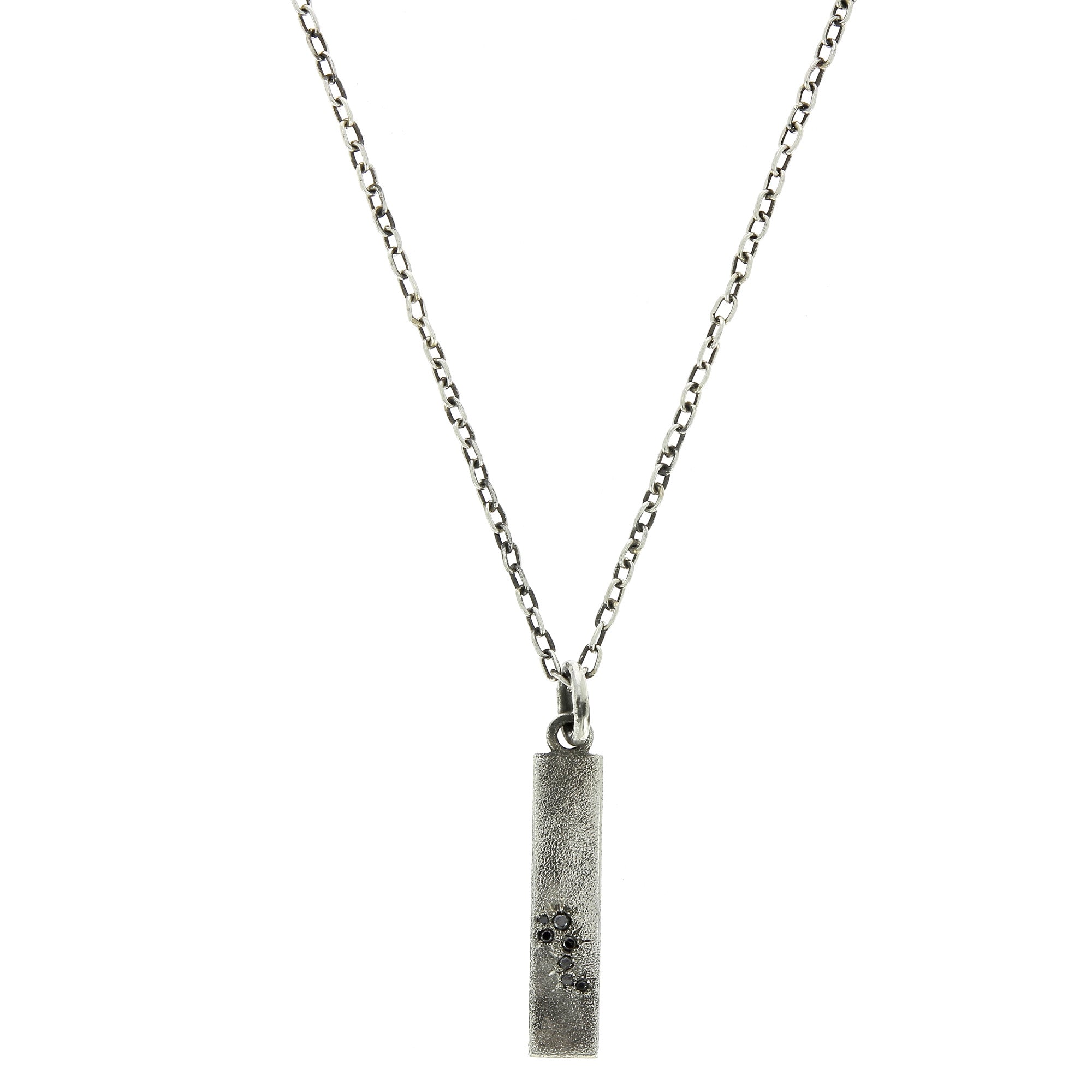 Long Tag Necklace with Black Diamond