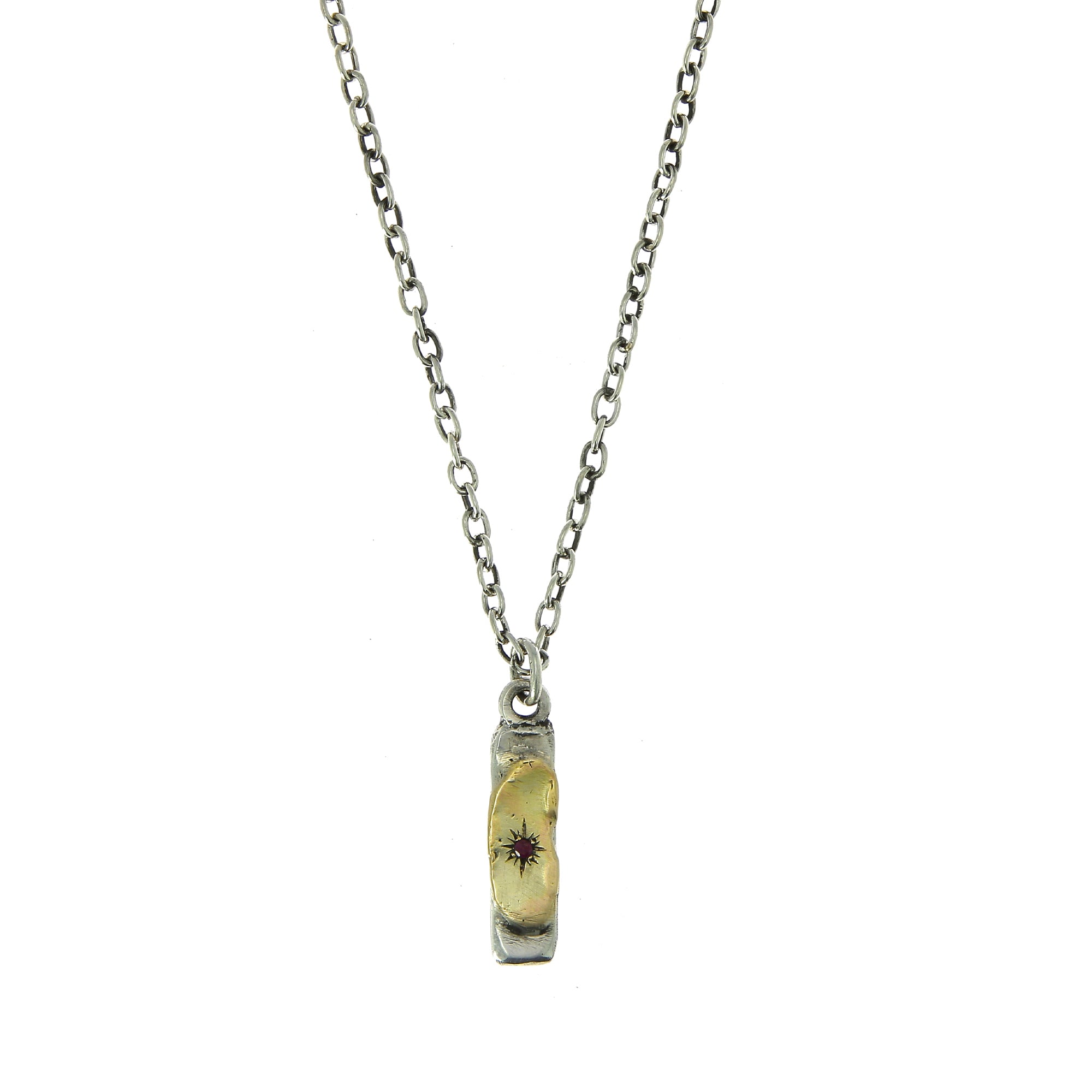 Gold and Ruby Long Tag Necklace