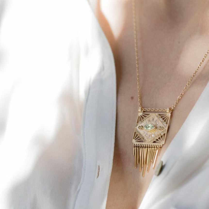 Collier Oeil Tourmaline Marquise & Diamants