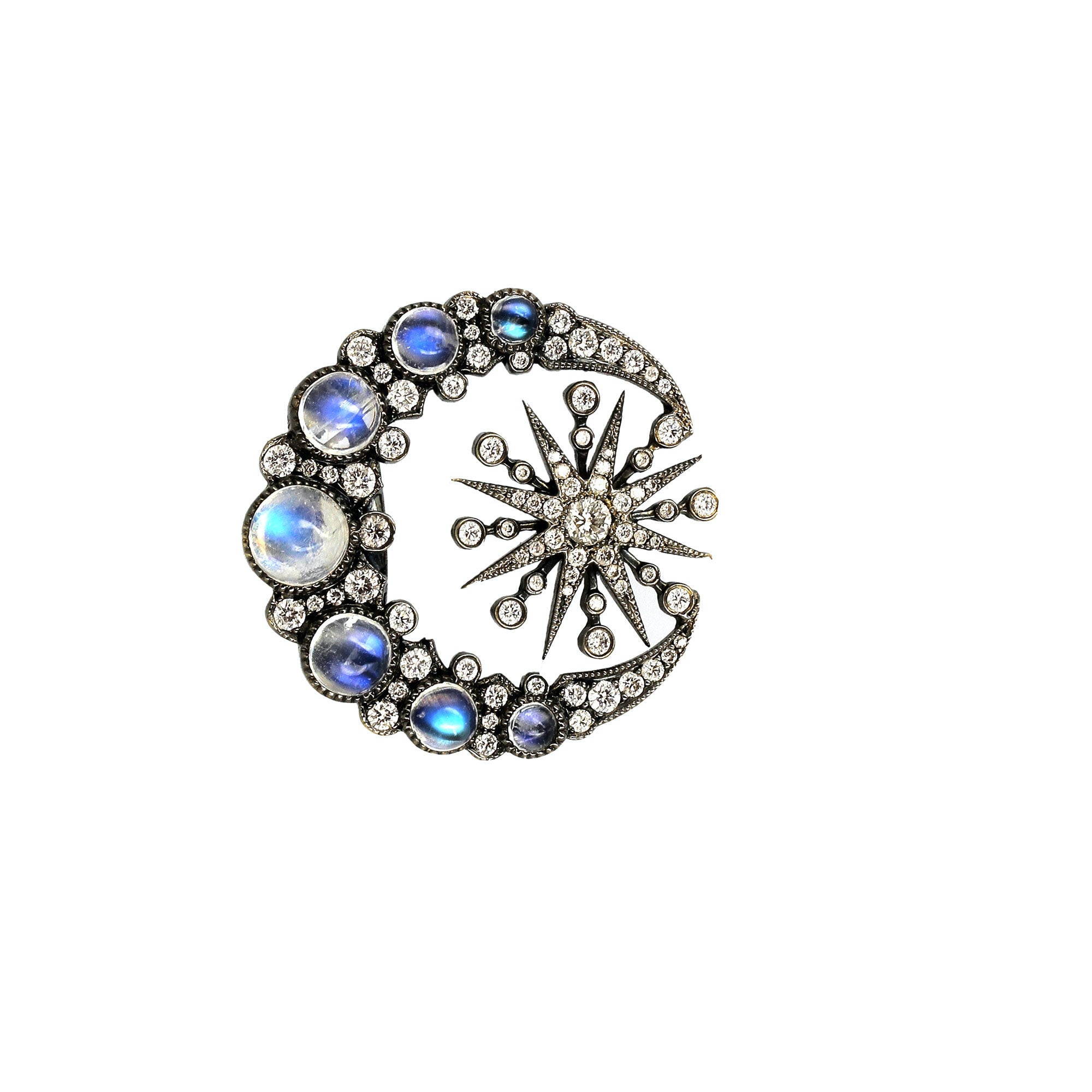 Moon and Star Moonstone Ring