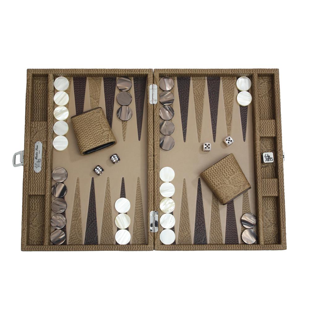 Backgammon Cuir Maille Beige - Hector Saxe - Backgammon - Mad Lords