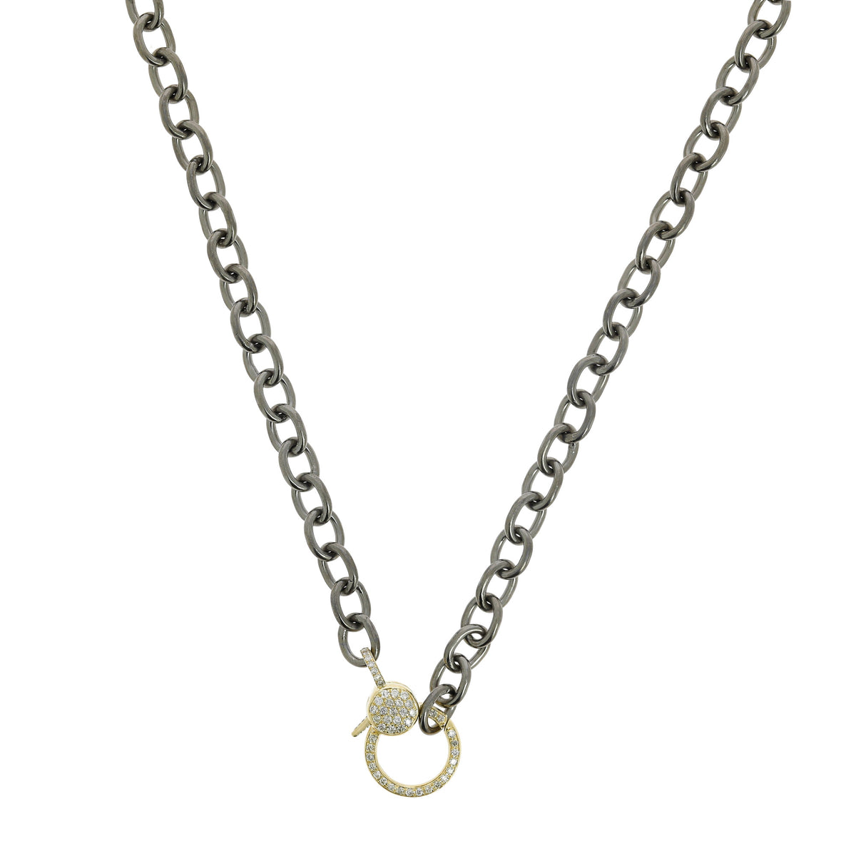 Oval Chain with Yellow Gold Clasp Halskette