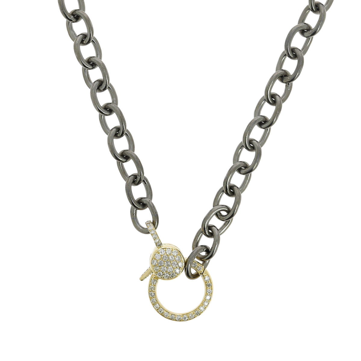 Oval Chain with Yellow Gold Clasp Halskette
